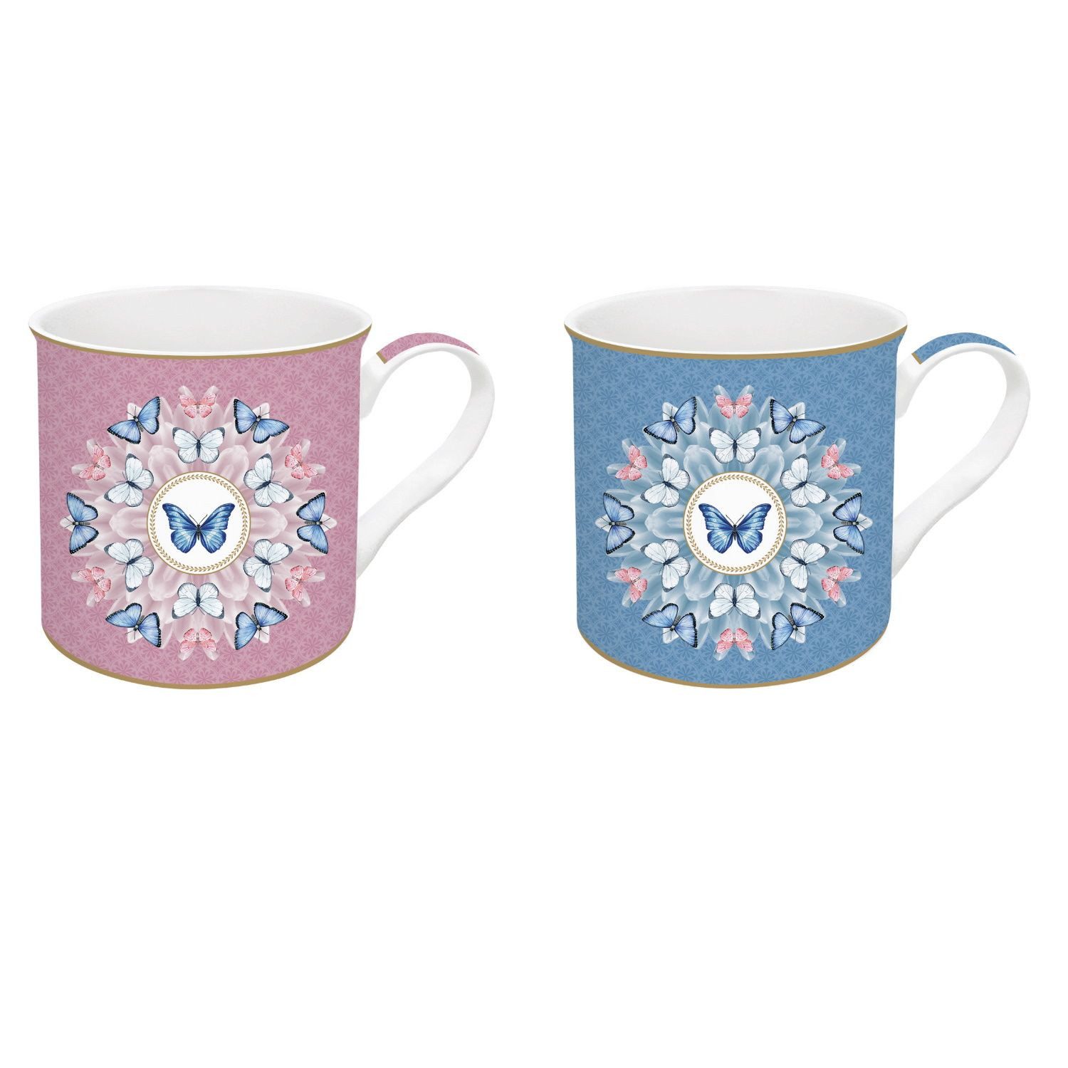 EasyLife Tasse Spring Parade, Porzellan, Spülmaschinengeeignet, Mehrfarbig, Schmetterlinge & Blumenwiese, H: