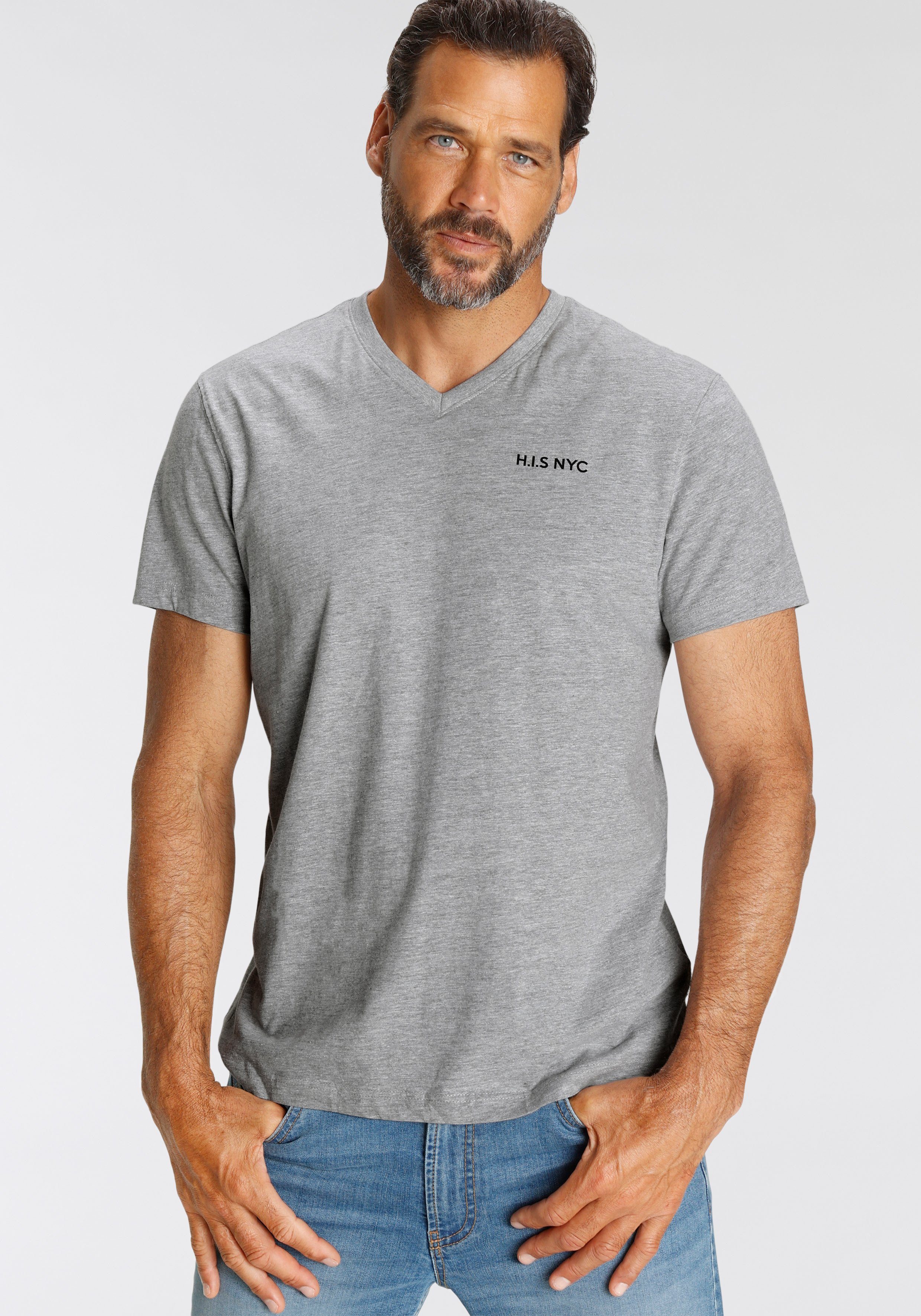 H.I.S V-Shirt (3-er Pack) Kurzarm, Slim Fit, aus Baumwolle günstig online kaufen