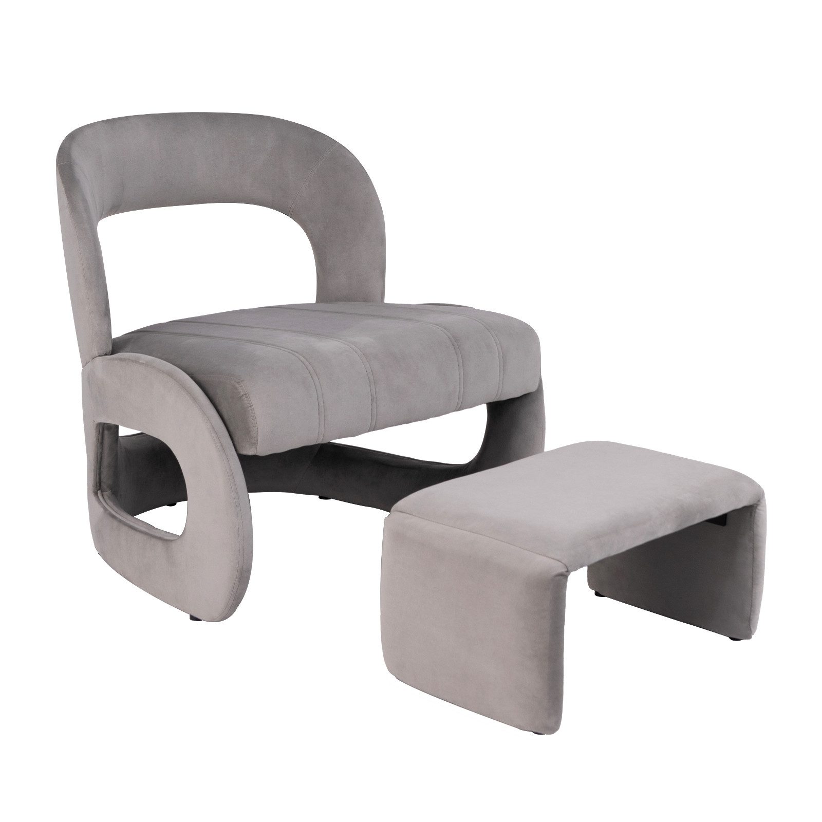 COSTWAY Relaxsessel (2-St), mit Hocker, gepolstert, mit offenem Rücken
