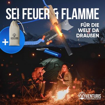 AVENTURIS Feuerzeug Feuerstahl (Feuerstahl mit Notfallpfeife und Multifunktionsstarter), 3000 grad heiße Funken!
