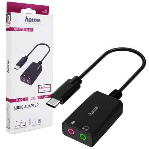 Hama USB-C externe Soundkarte auf 3,5mm Klinke Tablet-Kabel, Klinken-Buchse Adapter Audio Konverter für PC Notebook MacBook Tablet
