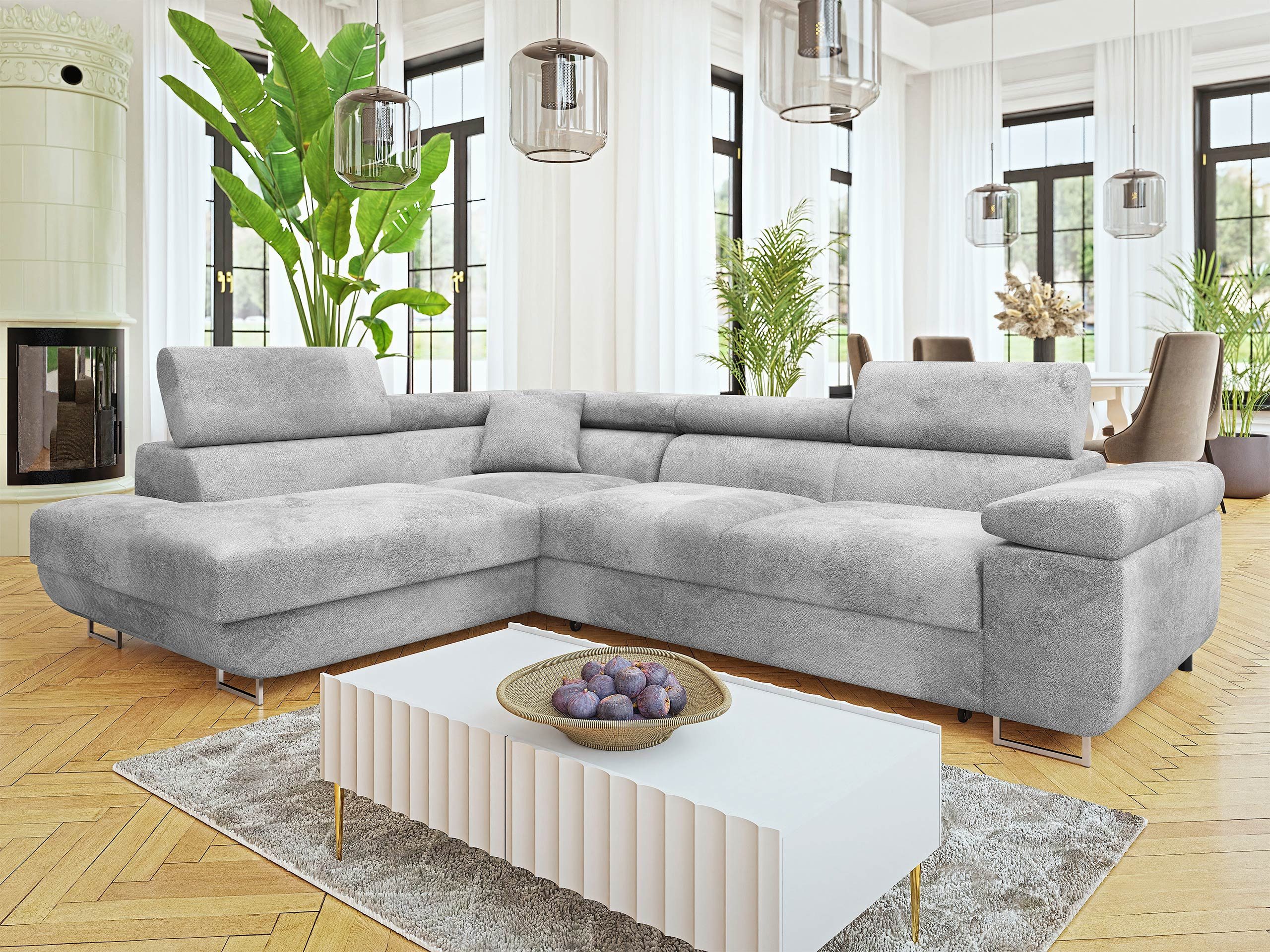 MIRJAN24 Ecksofa Torezio Premium, mit Bettkasten und Schlaffunktion, Einstellbare Kopfstützen, 274x203x70-90 cm