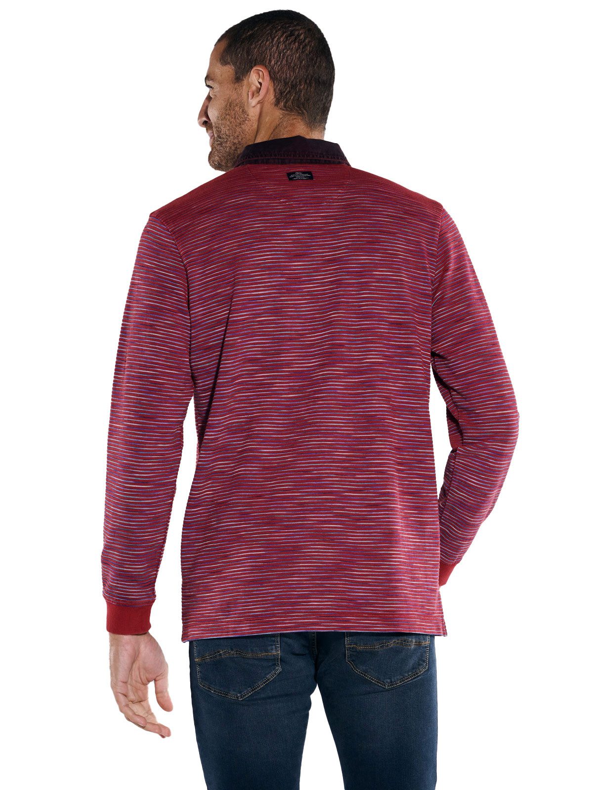 Engbers Langarm-Poloshirt Herren Polo-Shirt regular, Dunkelrot günstig online kaufen
