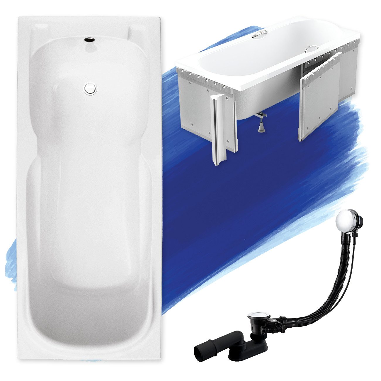 KOLMAN Badewanne Rechteck Majka 160x70, Ablaufgarnitur günstig online kaufen