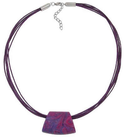 unbespielt Collier Kette Trapez Kunststoff-Perle beerenfarben glänzend Kordel lila 50 cm, Modeschmuck für Damen