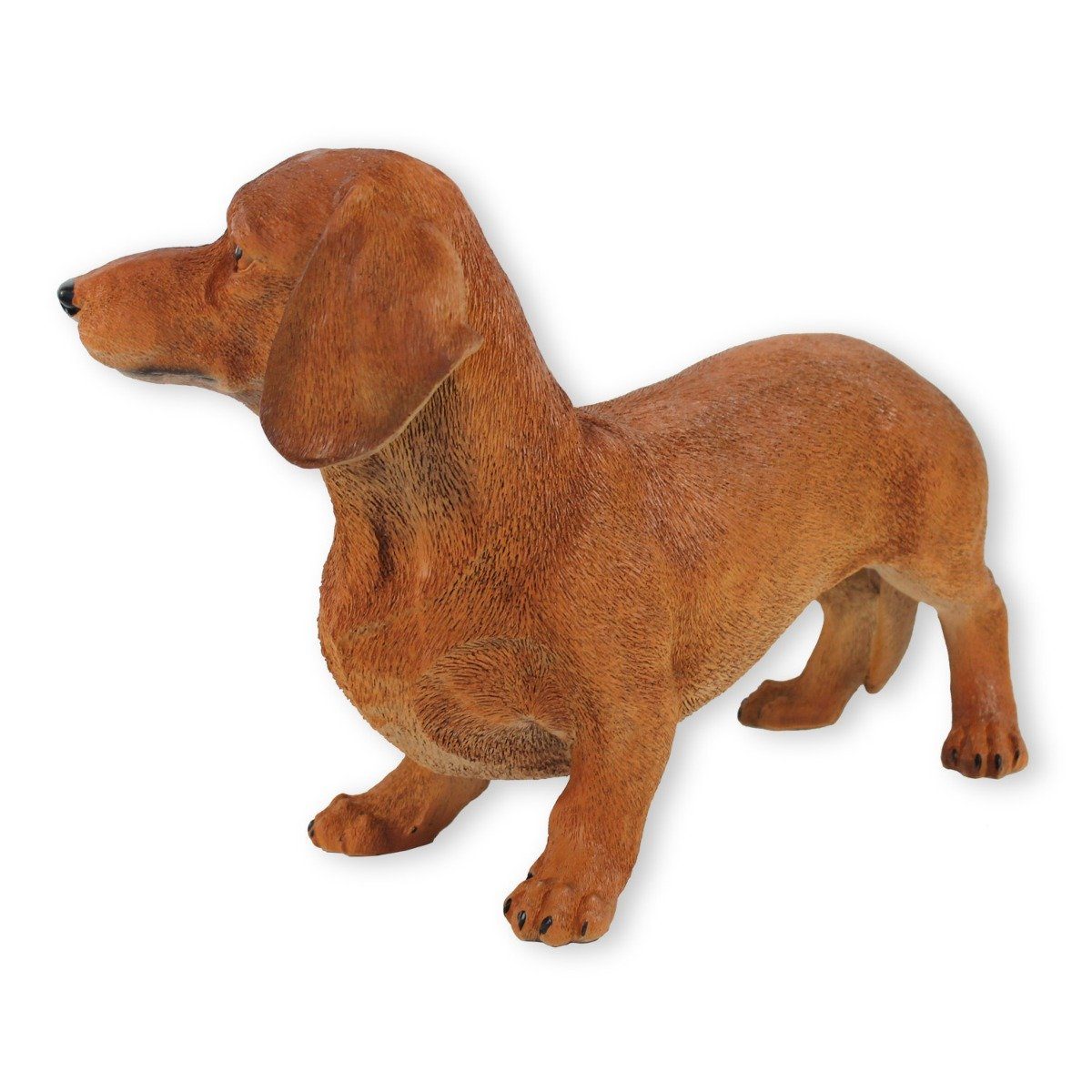 Tierfigur realistische Figur handbemalt, Hunde Tierfigur, Gisbert stehend Dackel Darstellung Hund colourliving