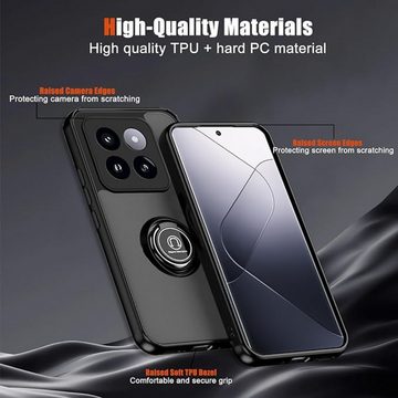SmartUP Smartphone-Hülle Hülle für Xiaomi 14 Pro Schutzhülle Handyhülle Slim Case Cover, Ringhalter, Standfunktion