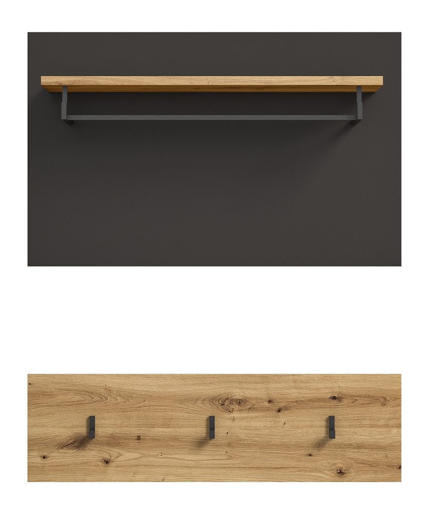 xonox.home Schuhschrank Garderobenpaneel Canu, grau /Artisan Eiche Wandgarderobe