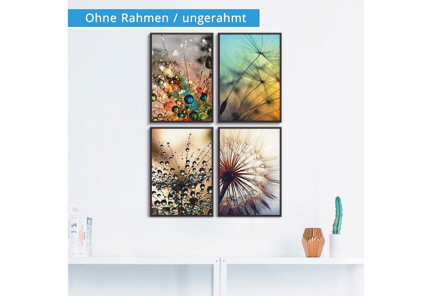 Artland Poster »Pusteblume,Nahaufnahme Löwenzahn«, Blumen (4 Stück), Poster, Wandbild, Bild, Wandposter-HomeTrends