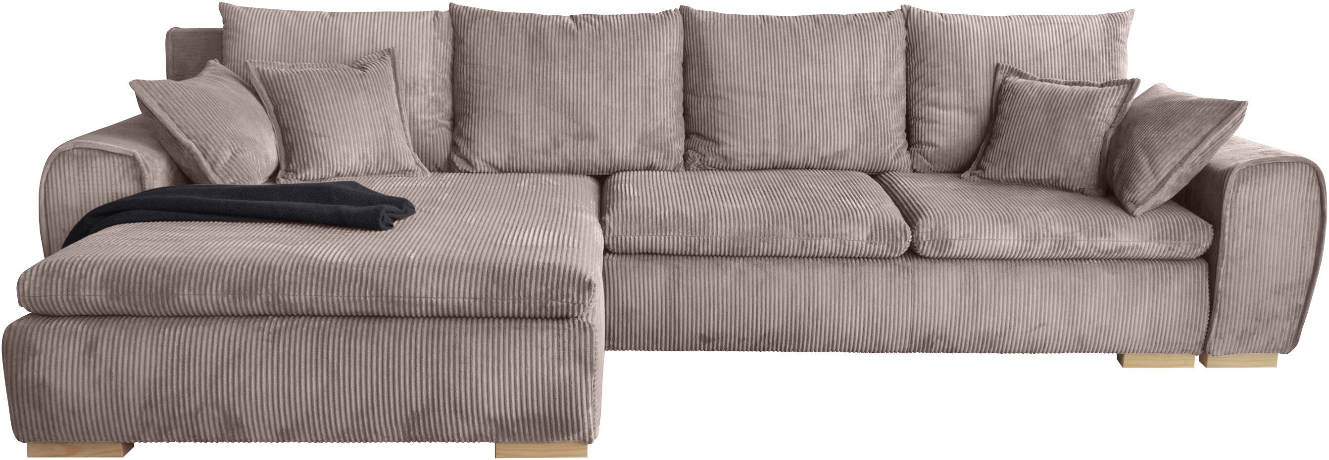 Home affaire Ecksofa Katja L-Form, B: 325 cm - OTTO. Verlässliche Qualität., mit Bettfunktion, Bettkasten & 4 Zierkissen
