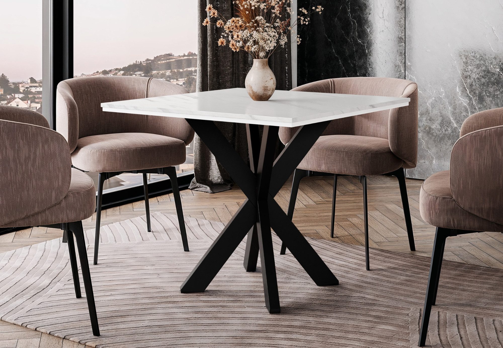 Home Collective Esstisch Tisch Küchentisch, Weißer Marmor