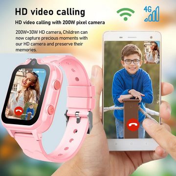 DDIOYIUR für Jungen und Mädchen 4–16 Jahren.mit GPS und Telefon Smartwatch (1,69 Zoll, Andriod iOS), mit WiFi, Videoanruf, 2 Kamera, SOS, Schulmodus, für Jungen