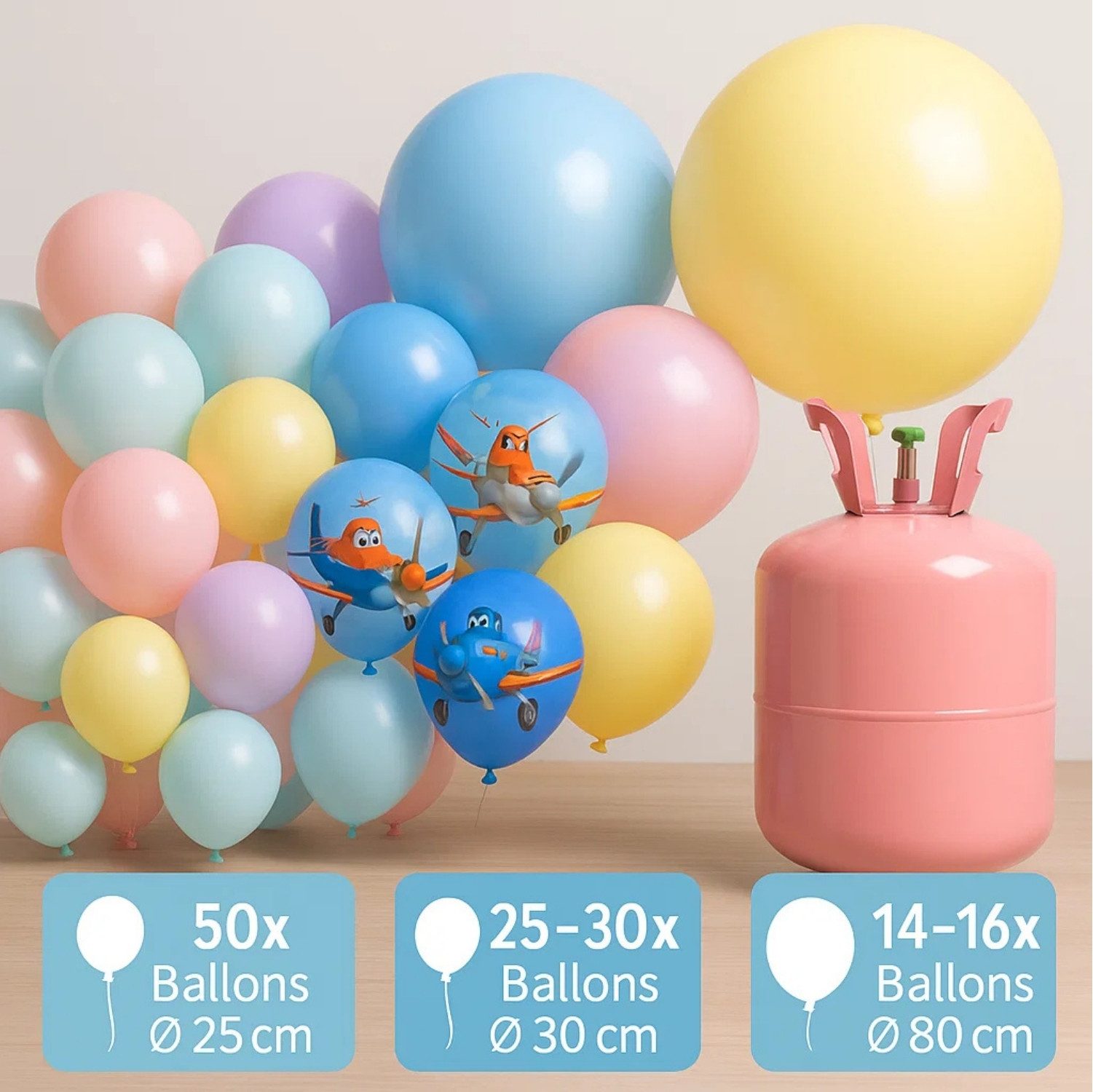 BigDean Helium Helium Balloon Gas für bis zu 50 Luftballons – Helium Gasflasche XXL, Ballongas, Leichte Anwendung, Spaß für Groß & Klein