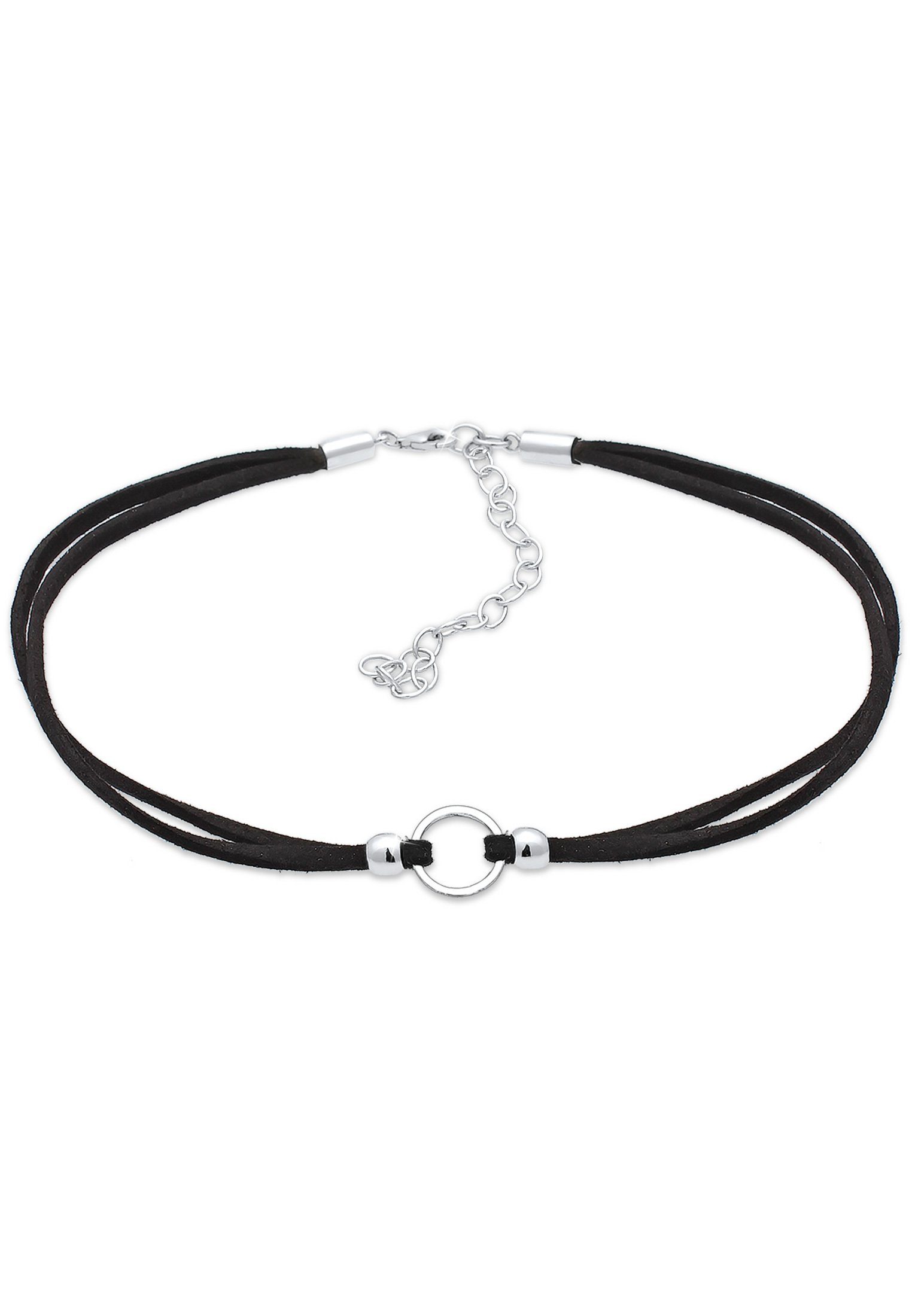 Elli Collier Halsband schwarz Choker mit Kreis 925 Silber