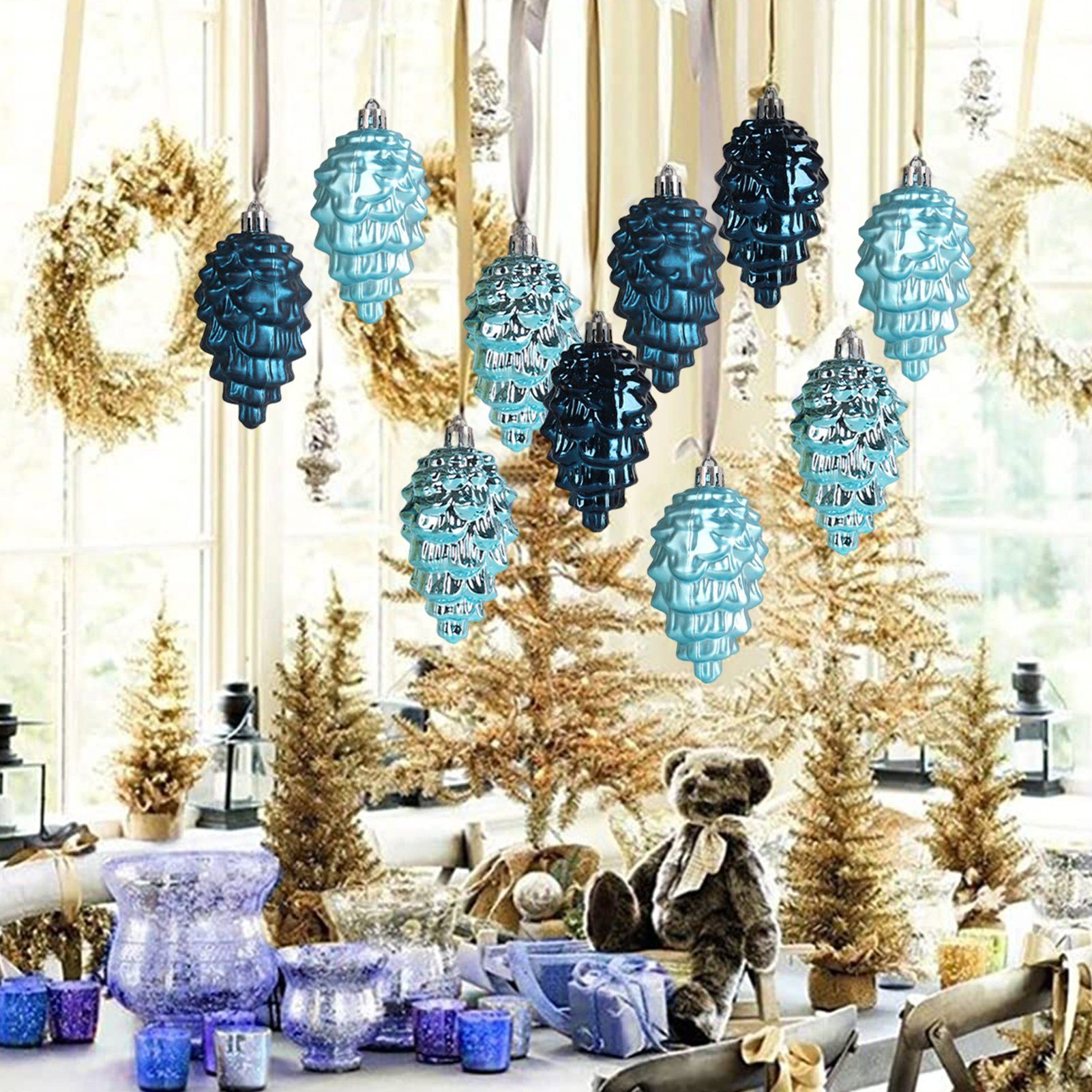 Christbaumschmuck Rutaqian hängenden für glitzernden Weihnachtsbaum Tannenzapfen und Ornamenten