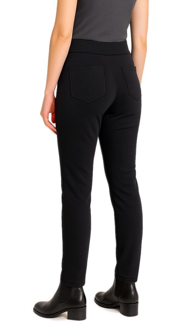 dy_mode Thermohose Damen Thermohose Schwarz gefütterte Winterhose Mid Waist günstig online kaufen