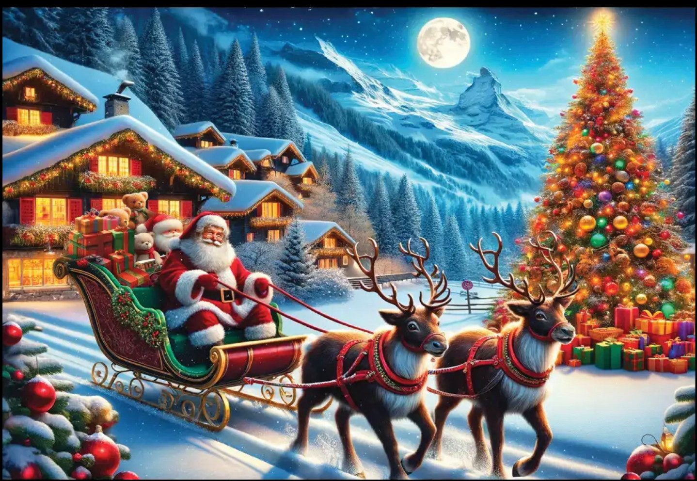 Wooden City Puzzle Holzpuzzle Der Weihnachtsmann kommt 1000 Teile Wintermotiv Weihnachten, 1010 Puzzleteile, Aus Holz