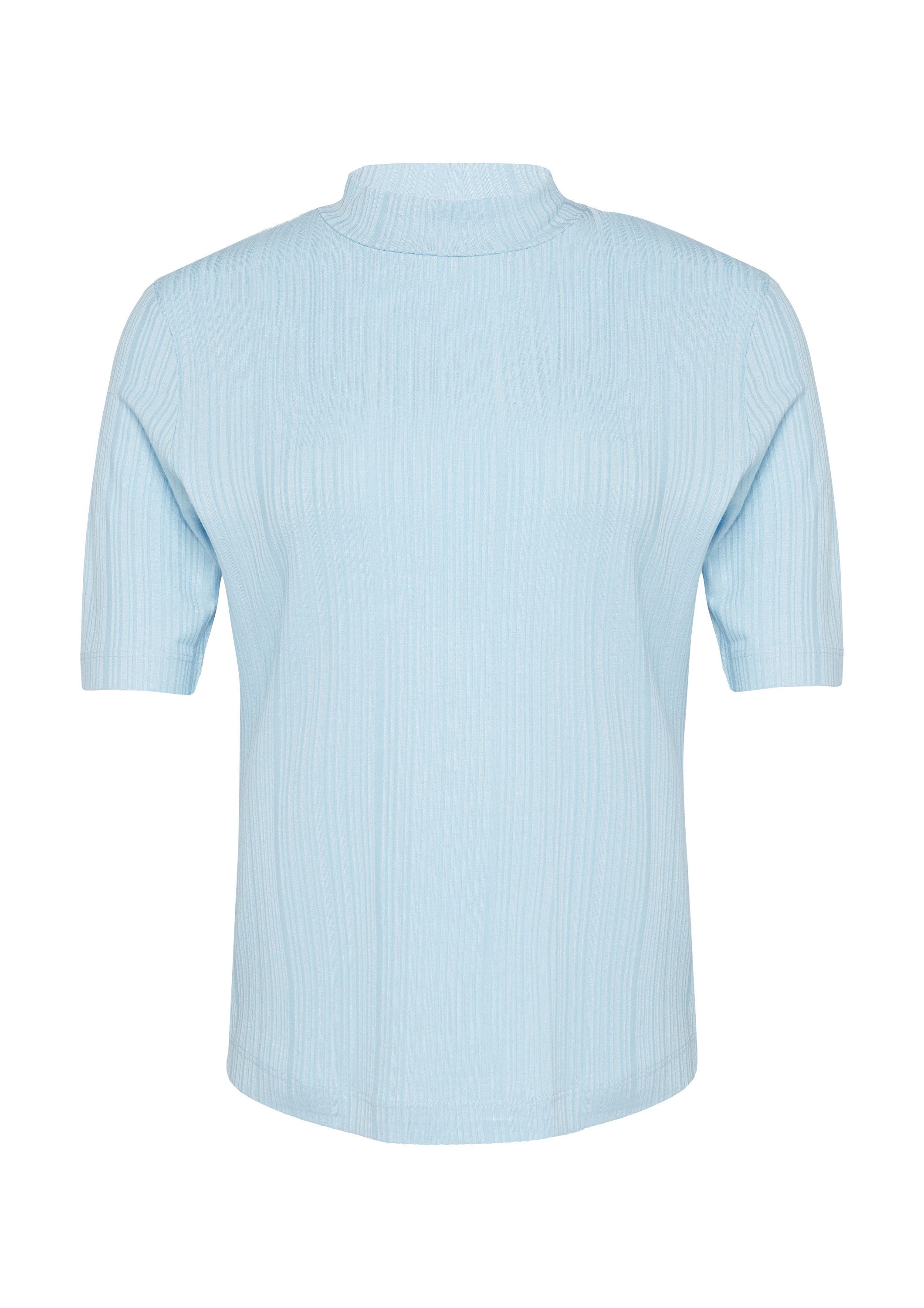 comma Kurzarmshirt T-Shirt Schmales T-Shirt mit Stehkragen und Rippstruktur günstig online kaufen