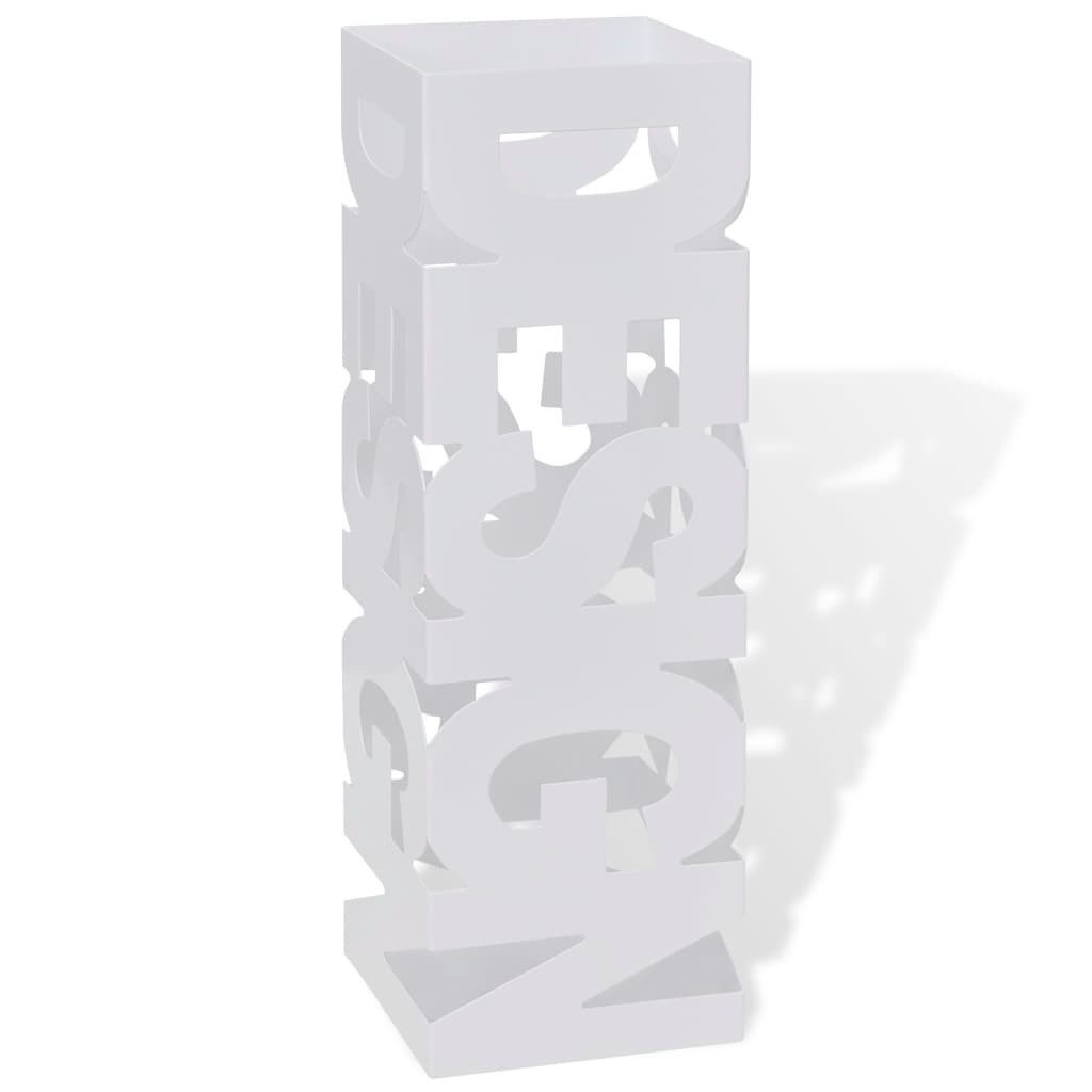 vidaXL Schirmständer, Schirmhalter Schirmständer Gehstöcke Stahl weiß quadratisch 48,5 cm