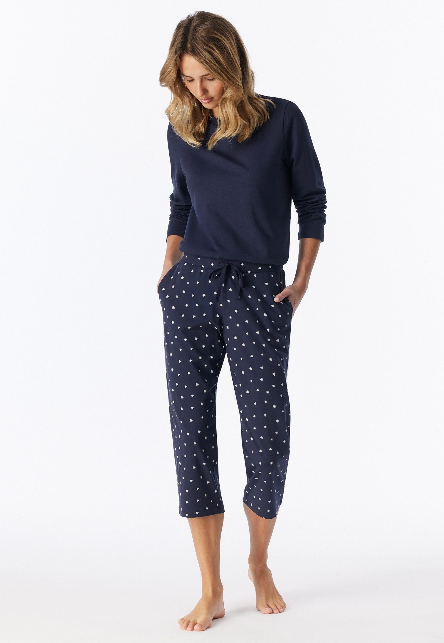 Schiesser 3/4-Hose Mix + Relax Cotton-Mix, Gummizug, Bindeband, seitliche Taschen