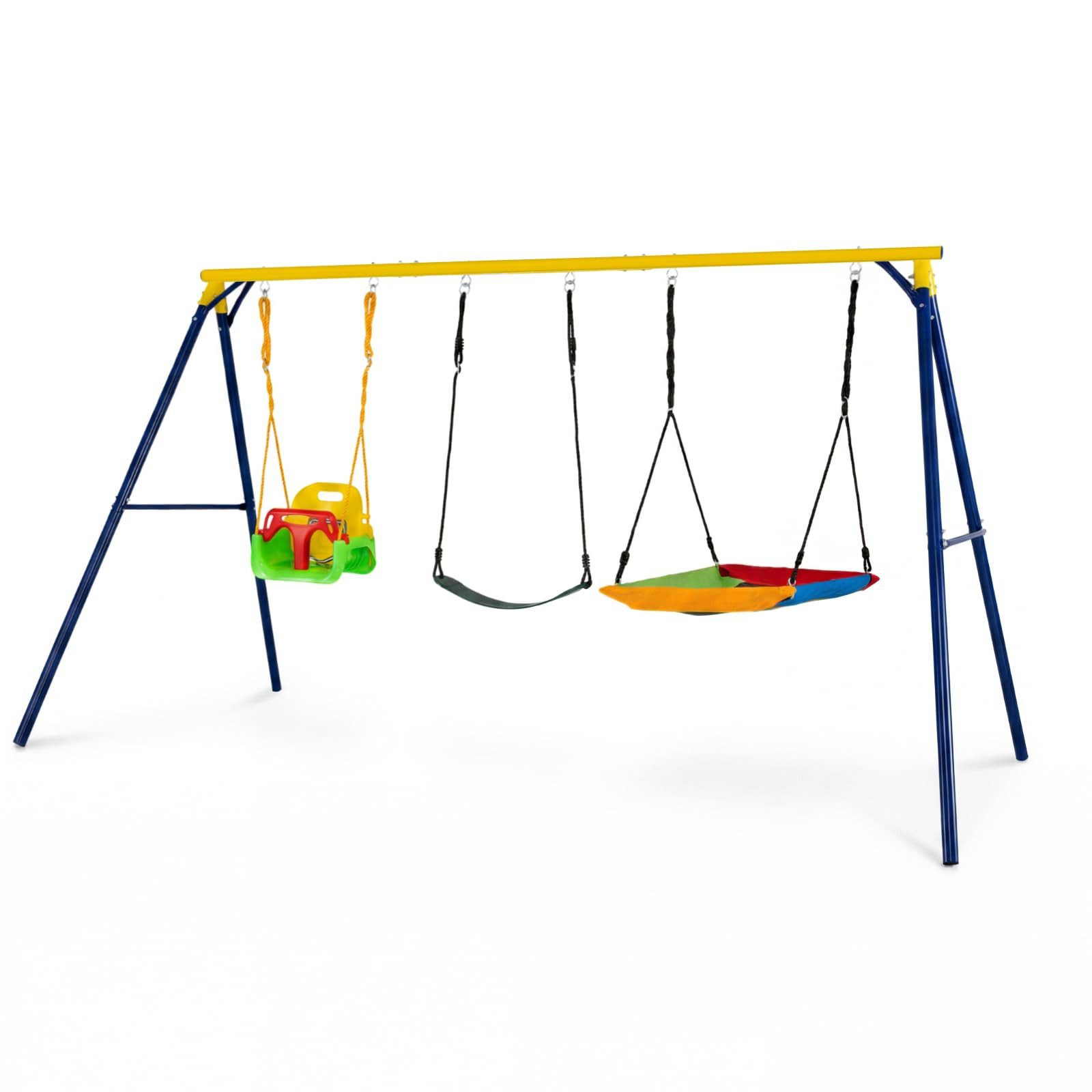 COSTWAY Doppelschaukel, Kinderschaukel, Schaukelgestell aus Metall, verstellbar