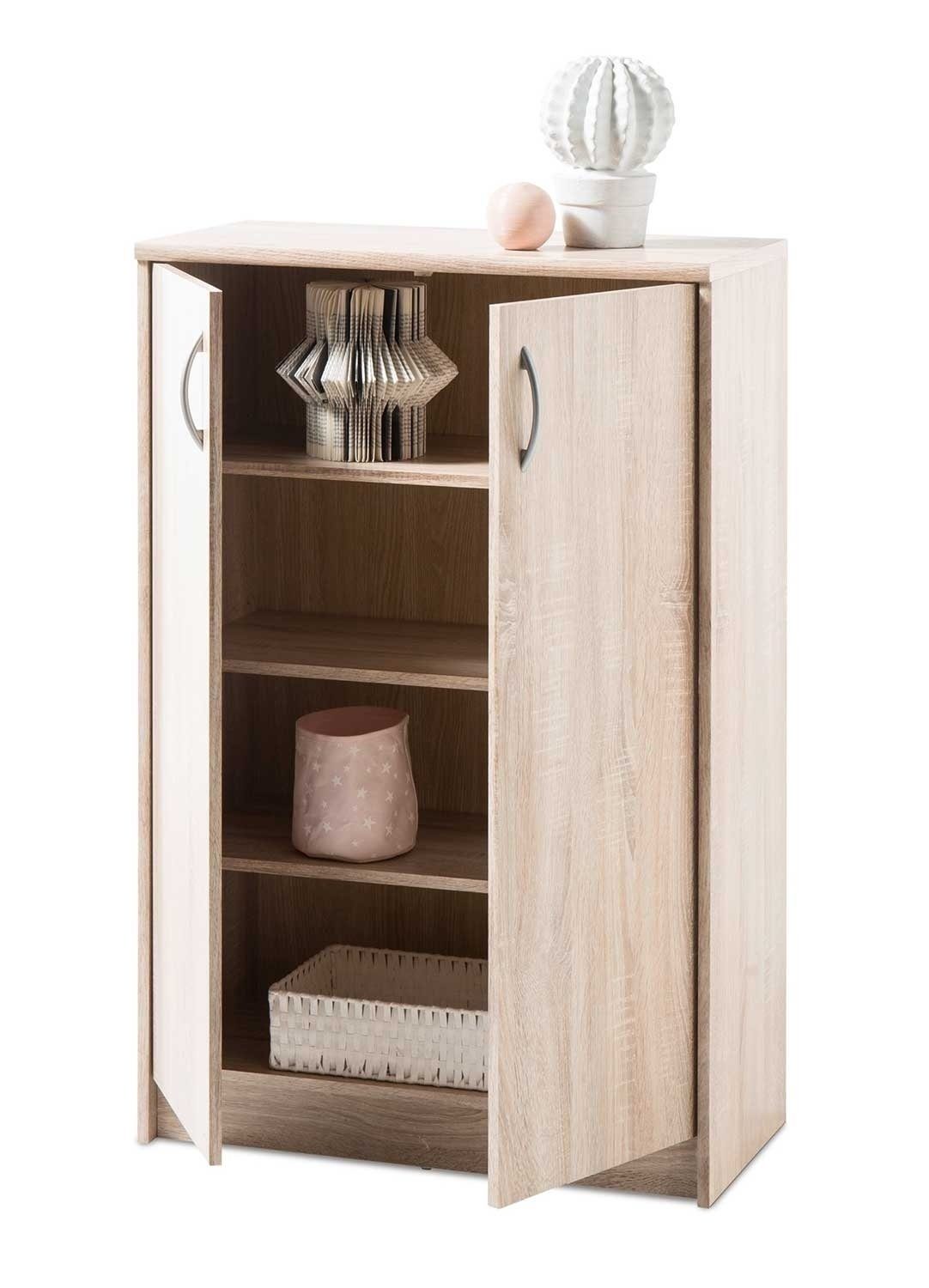 Kommode OPTIMUS, B 74 x H 112 cm, Eiche Sonoma Dekor, mit 2 Türen