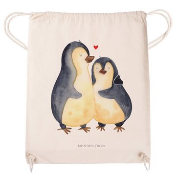 Mr. & Mrs. Panda Sporttasche Pinguin umarmen - Transparent - Geschenk, Liebe, Stoffbeutel, Hochzei (1-tlg), Umweltfreundlich