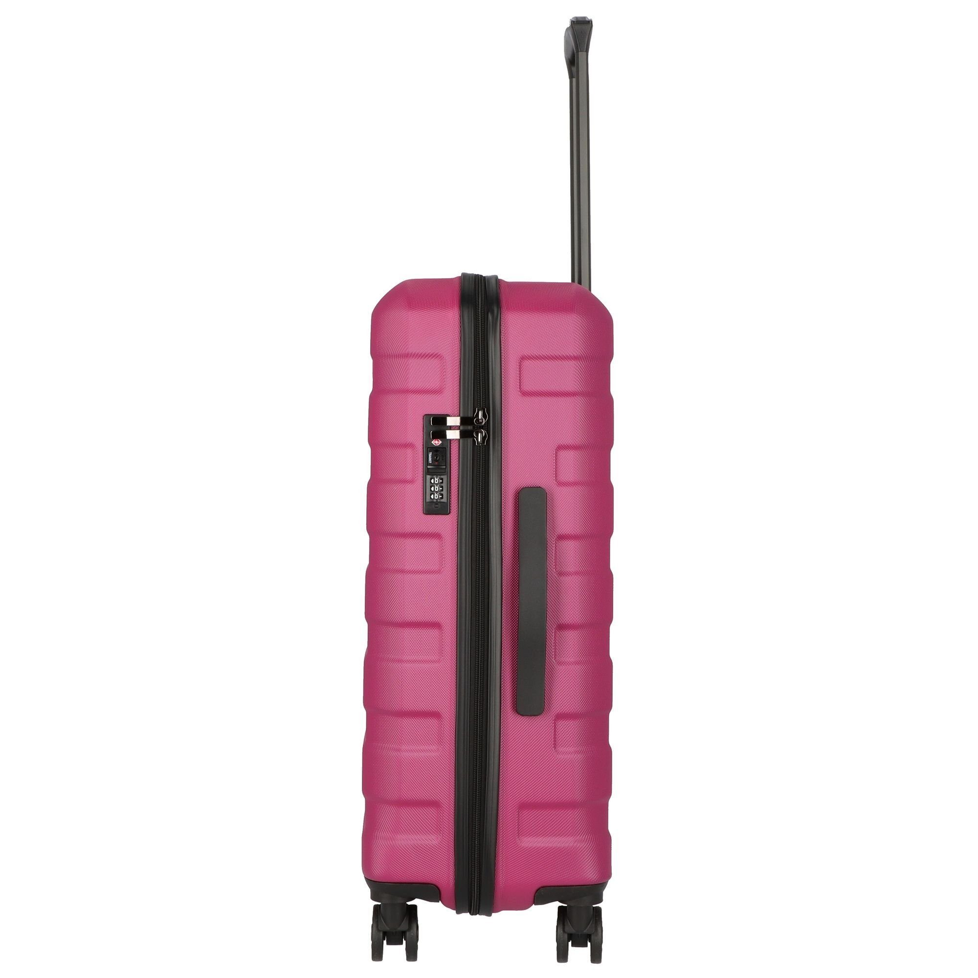 D&N Hartschalen-Trolley 2400, 4 Rollen, Line Travel pink ABS