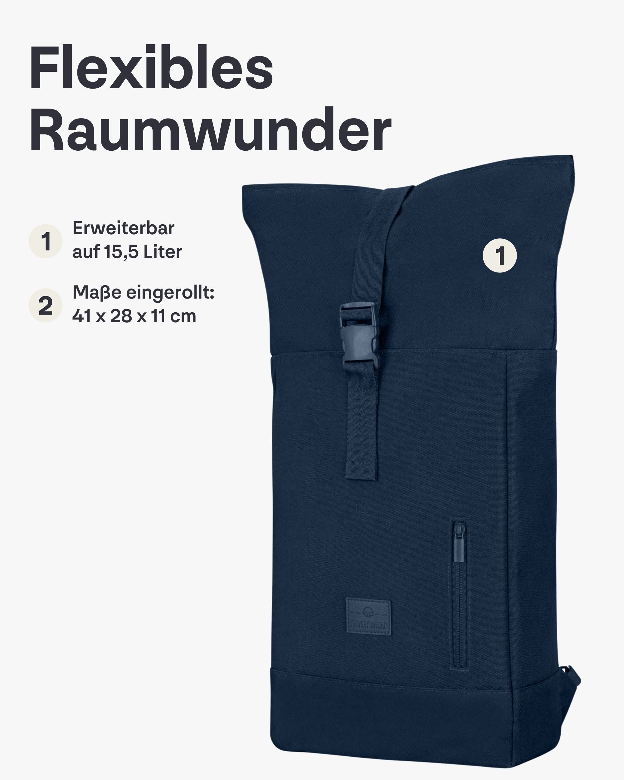 Johnny Urban Cityrucksack Robin Medium, Rolltop Damen Herren, Laptop Fach (1-tlg), Wasserabweisend