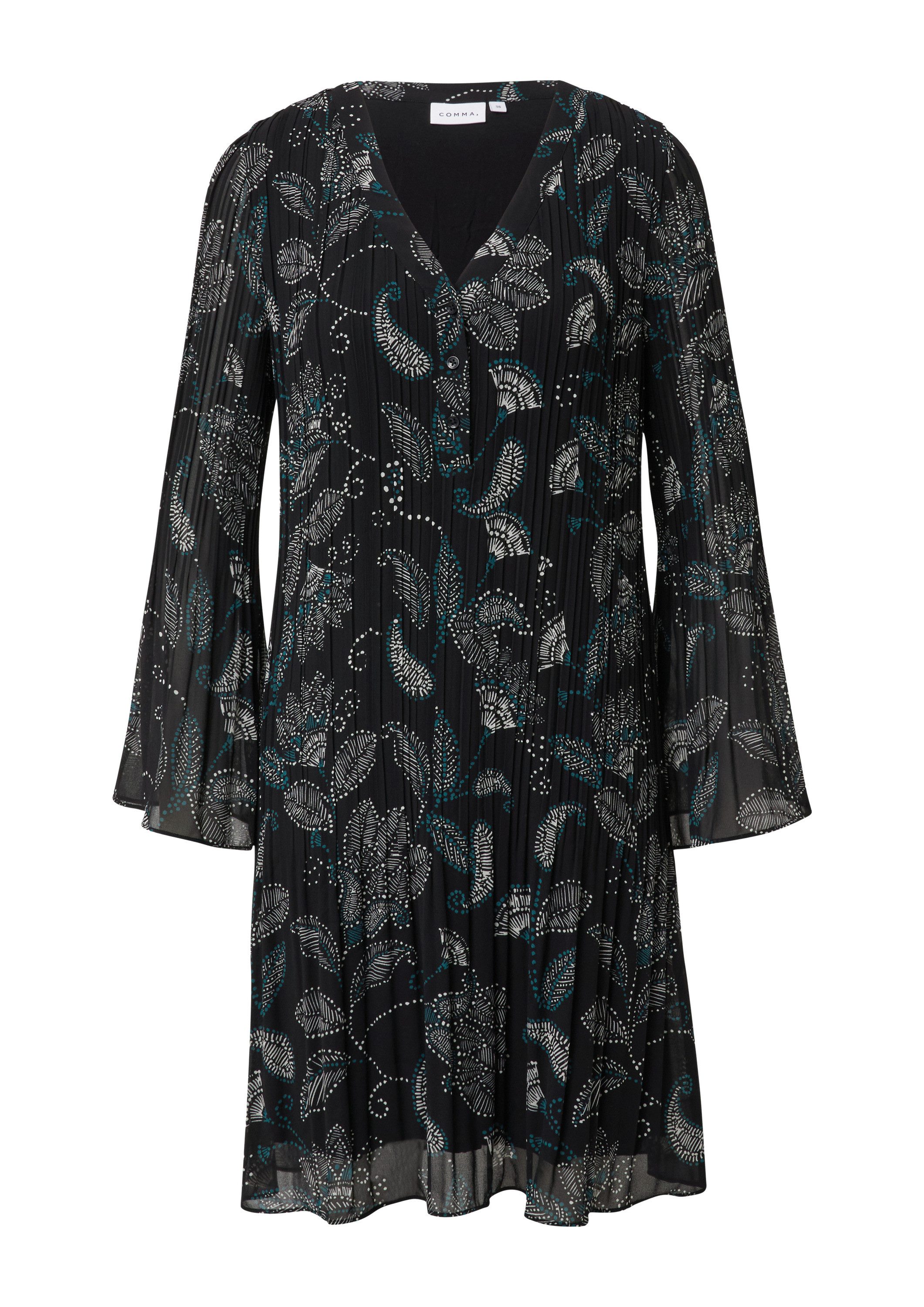 comma Midikleid Kleid Blusenkleid in Plissee-Optik günstig online kaufen