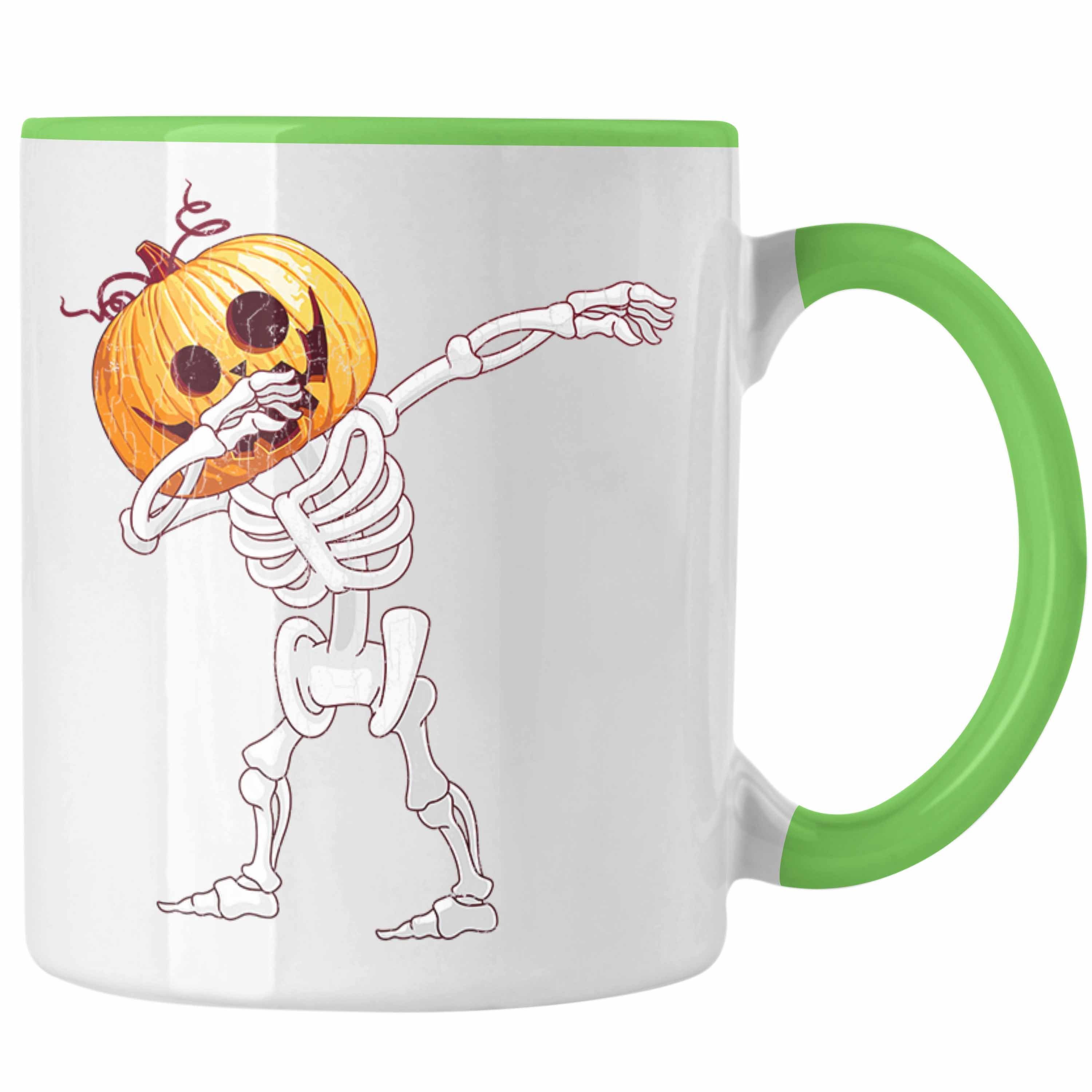 Kürbis Dekoration Dabbing Tasse Becher Halloween Grün Skelet Tasse Trendation