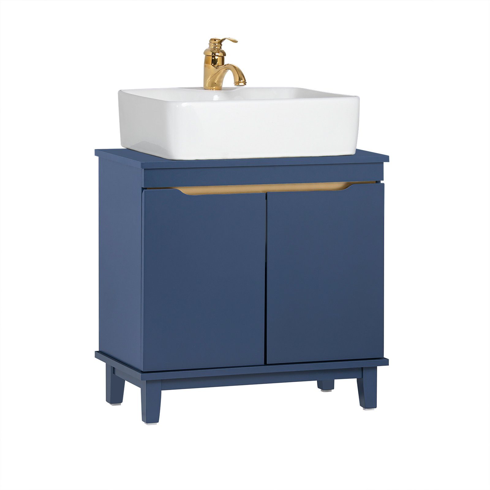 SoBuy Waschbeckenunterschrank mit 2 Türen Holz Blau 60 cm BZR113-B günstig online kaufen