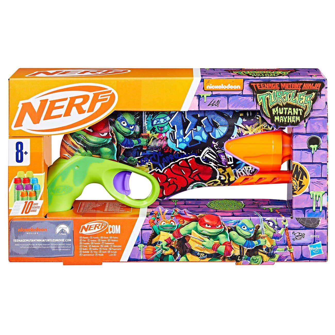 Hasbro Blaster TMNT Revolver-Blaster mit Hammer-Action, Der Nerf TMNT Blaster im Mutant Mayhem Design bietet die beliebte einh