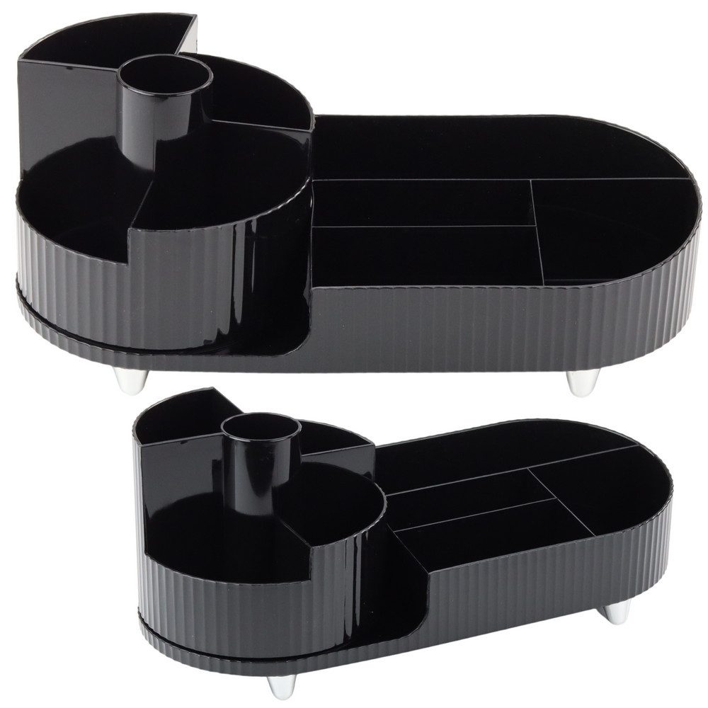 LEAN TOYS Organizer Kosmetikaufbewahrung Schreibtischablage Stiftehalter (Spar-Set, 1 St., 35 x 15 x 15 cm drehbar), 360° drehbar, geriffelte Optik, kratzfest