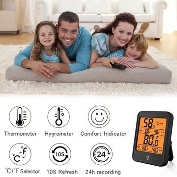 Dedom Raumthermometer Digitales Thermometer,Hygrometer Innen,Schwarz/Weiß, Display mit Hintergrundbeleuchtung