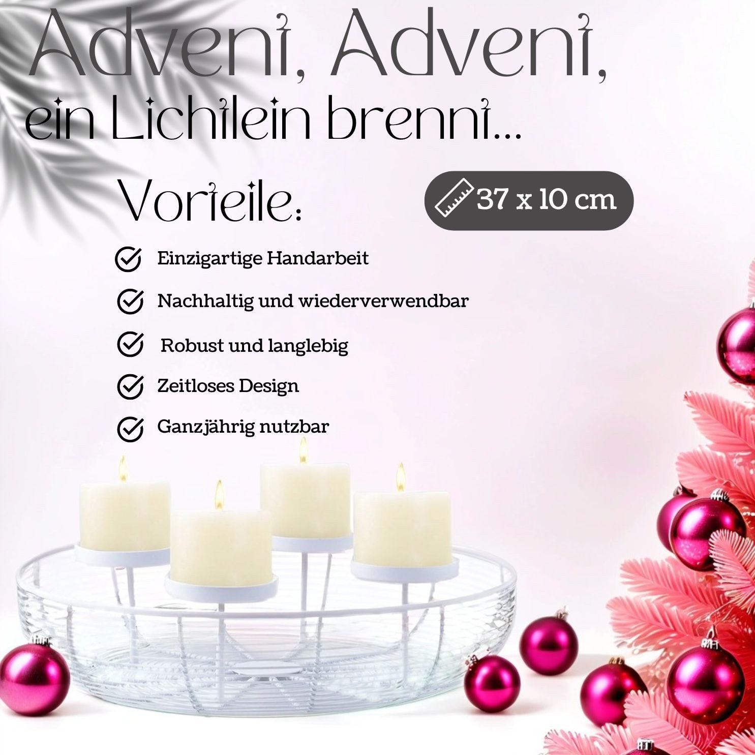 Marrakesch Orient & Mediterran Interior Adventskranz Moderner Adventskranz Orbe handgefertigt aus Metall in Weiß 37 cm, Handarbeit
