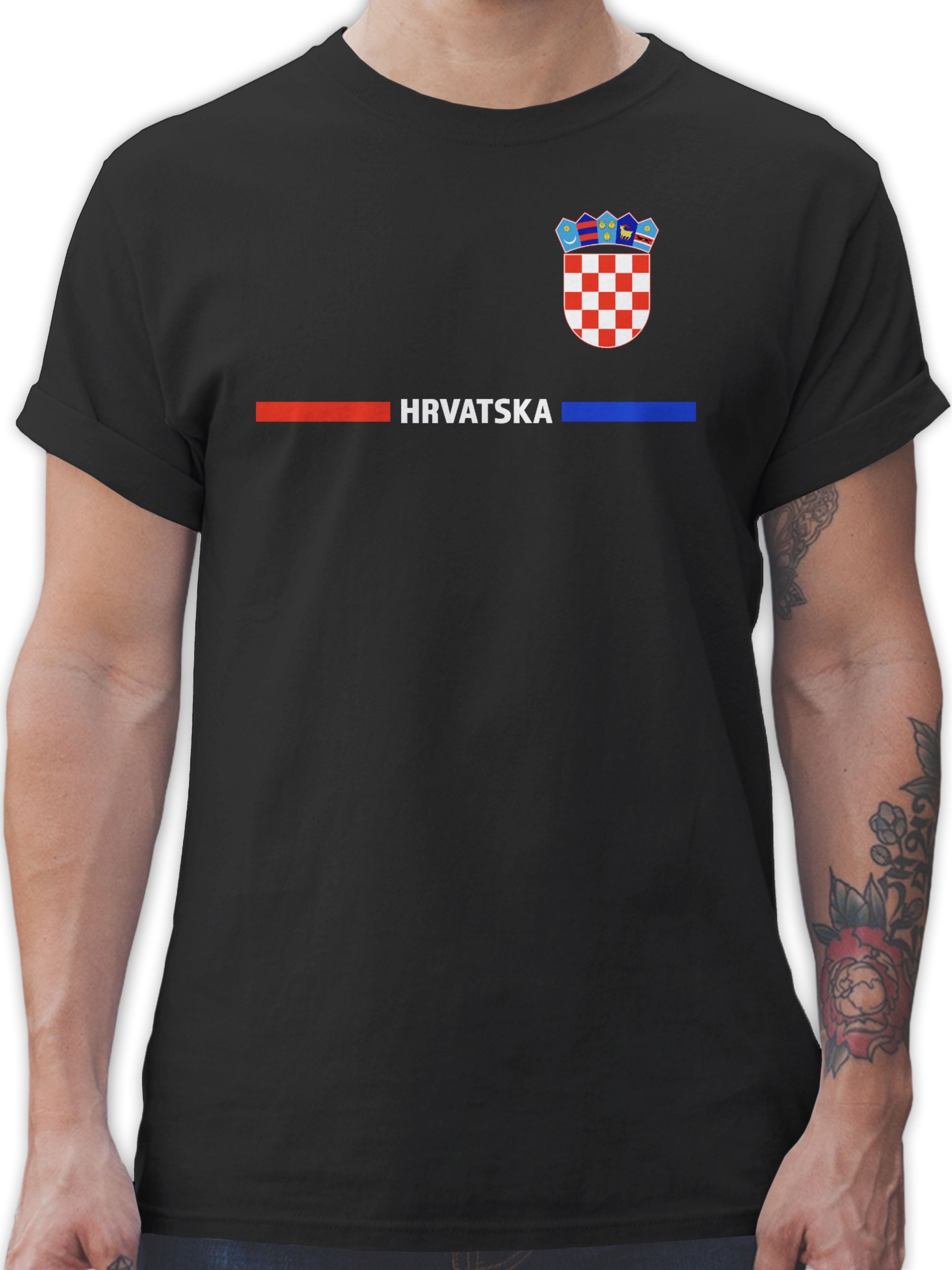 T-Shirt Kroatisches Trikot Wappen, Hrvatska mit Stolz, Hrvatska-Fans
