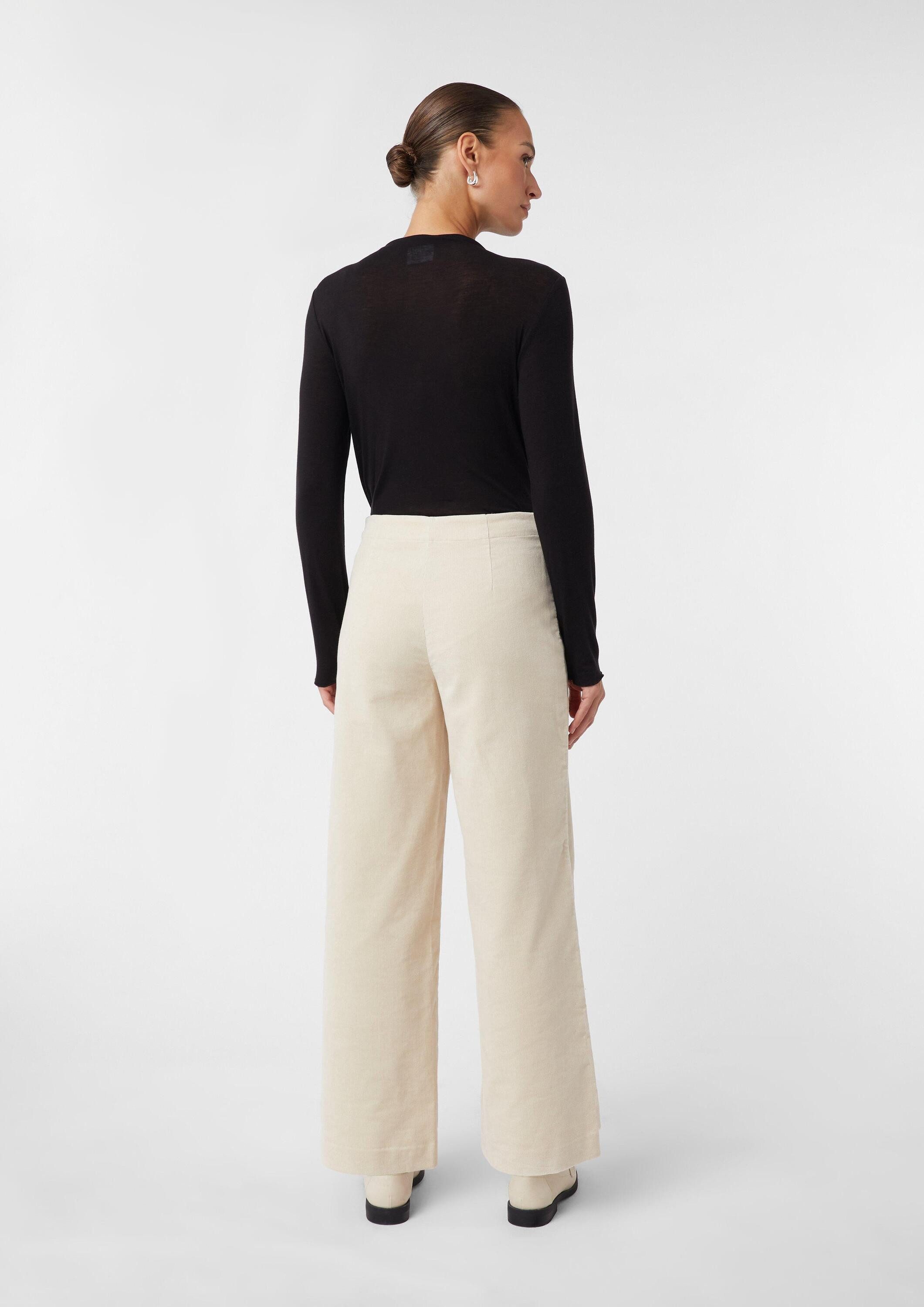 comma Chinos Hose Verkürzte Wide-Leg-Hose aus Cord im Relaxed Fit