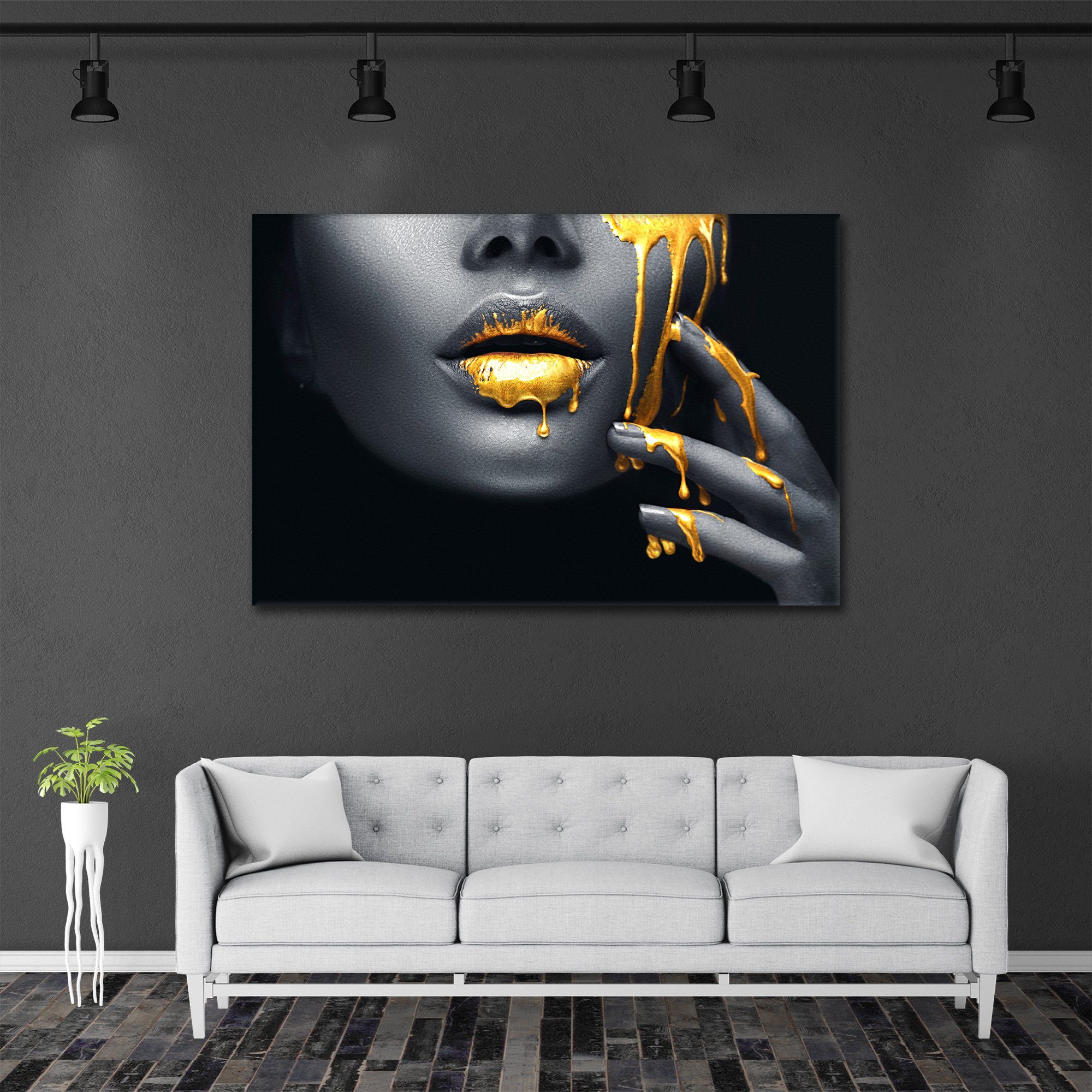 ArtMind Wandbild Golden Canva face, in Bild, Art, Poster Größen, Wandbilder & 4 gerahmte als Premium Leinwand Wall