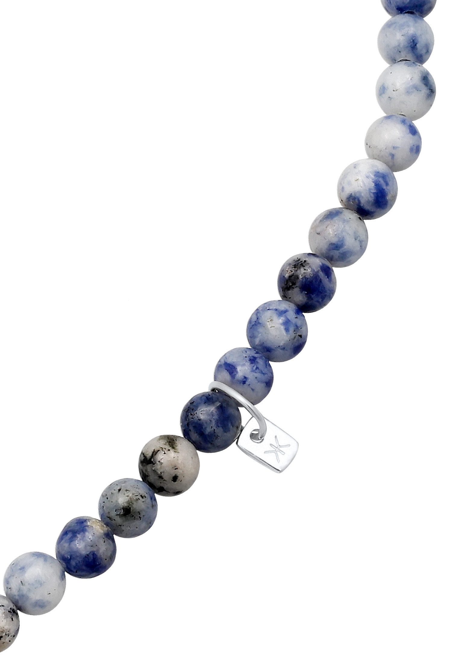 Kuzzoi Silberkette Achat Edelstein Perlen Blau Charm Carrier 925 Sterling Silber