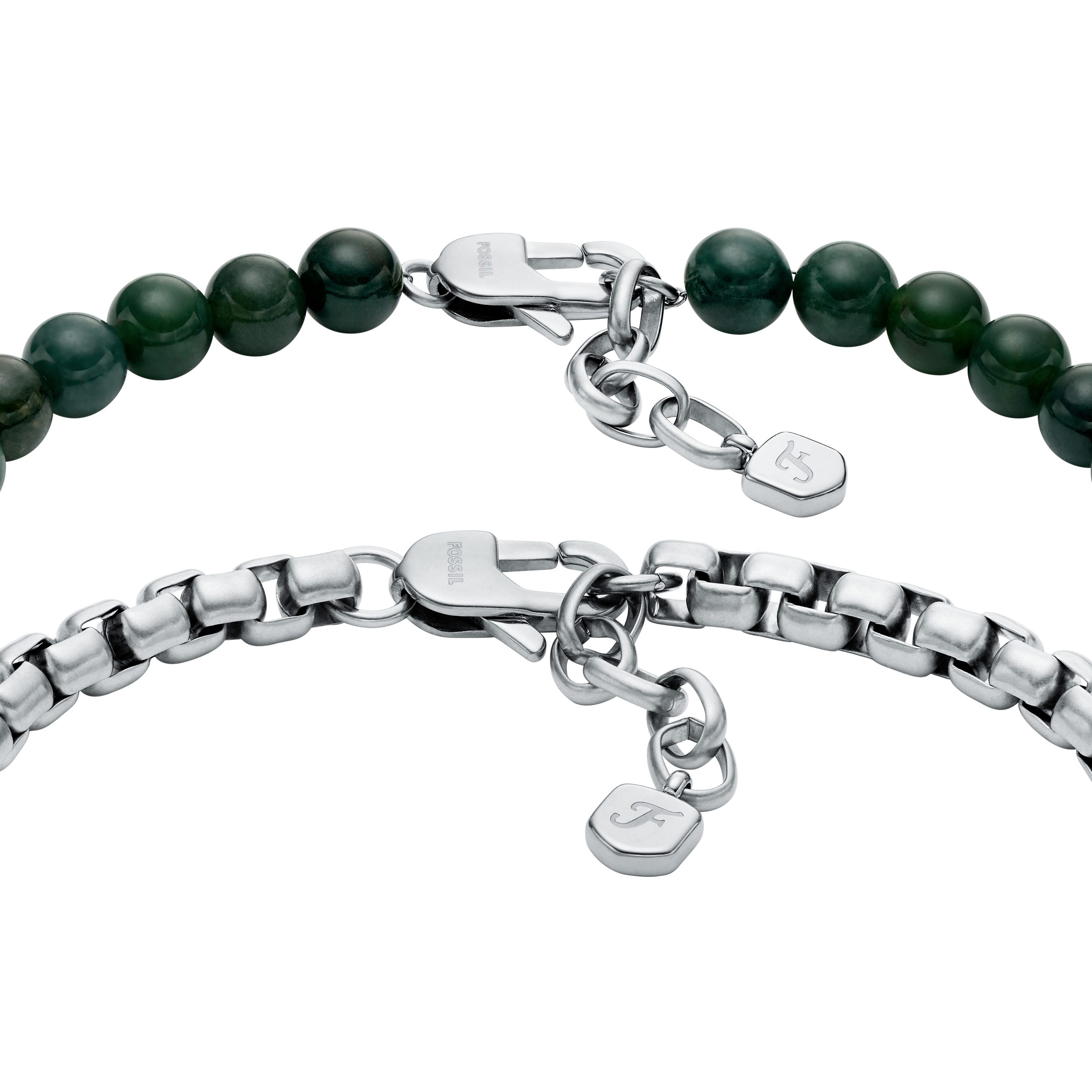 Fossil Armband Set Schmuck Geschenk Edelstahl Armschmuck JEWELRY (Set, 2-tlg), mit Achat