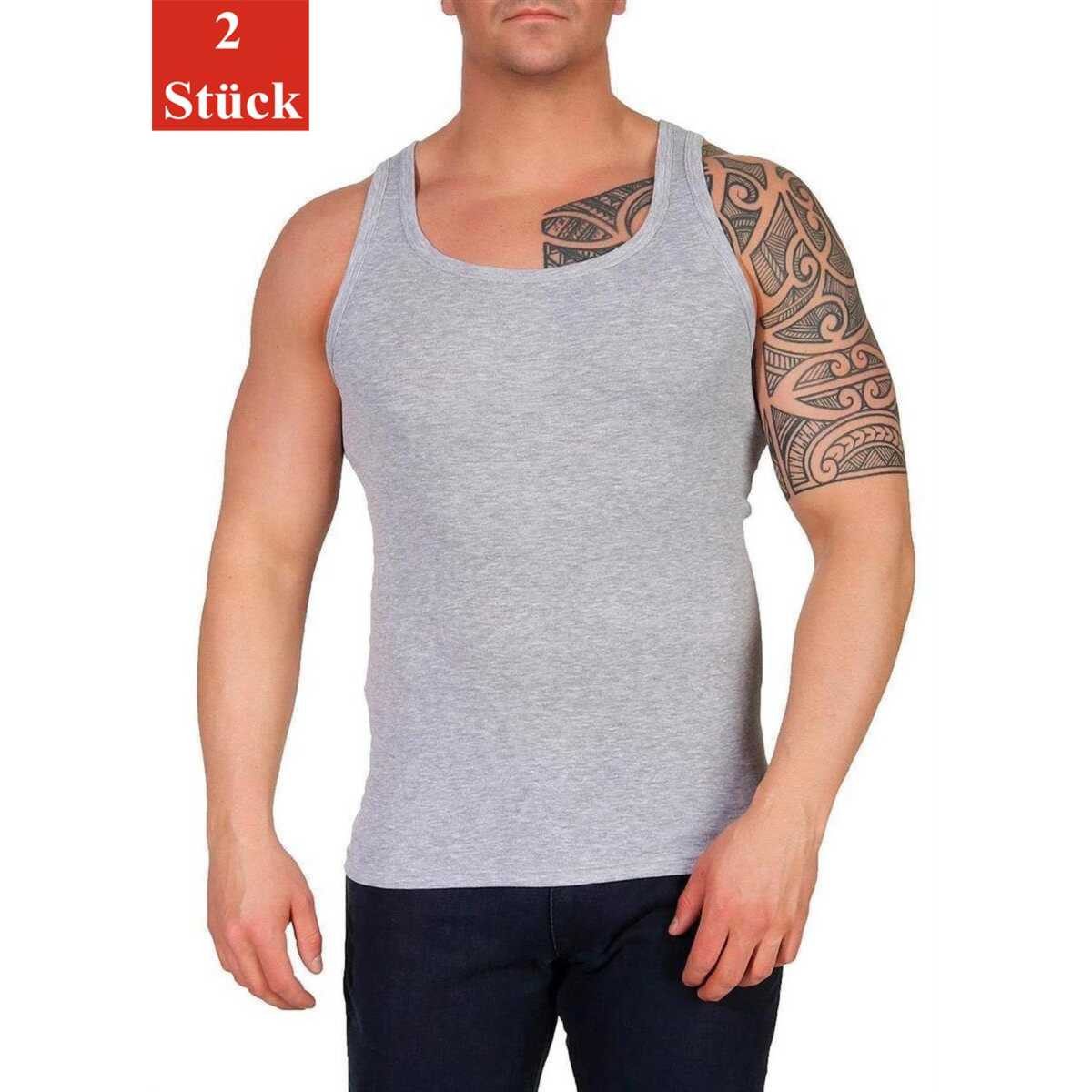EloModa Unterhemd 2 Stück Herren Unterhemd Männer Unterwäsche Baumwolle, Grau/3XL (2-St) 100% Baumwolle, Nahtlos, Komfortabel