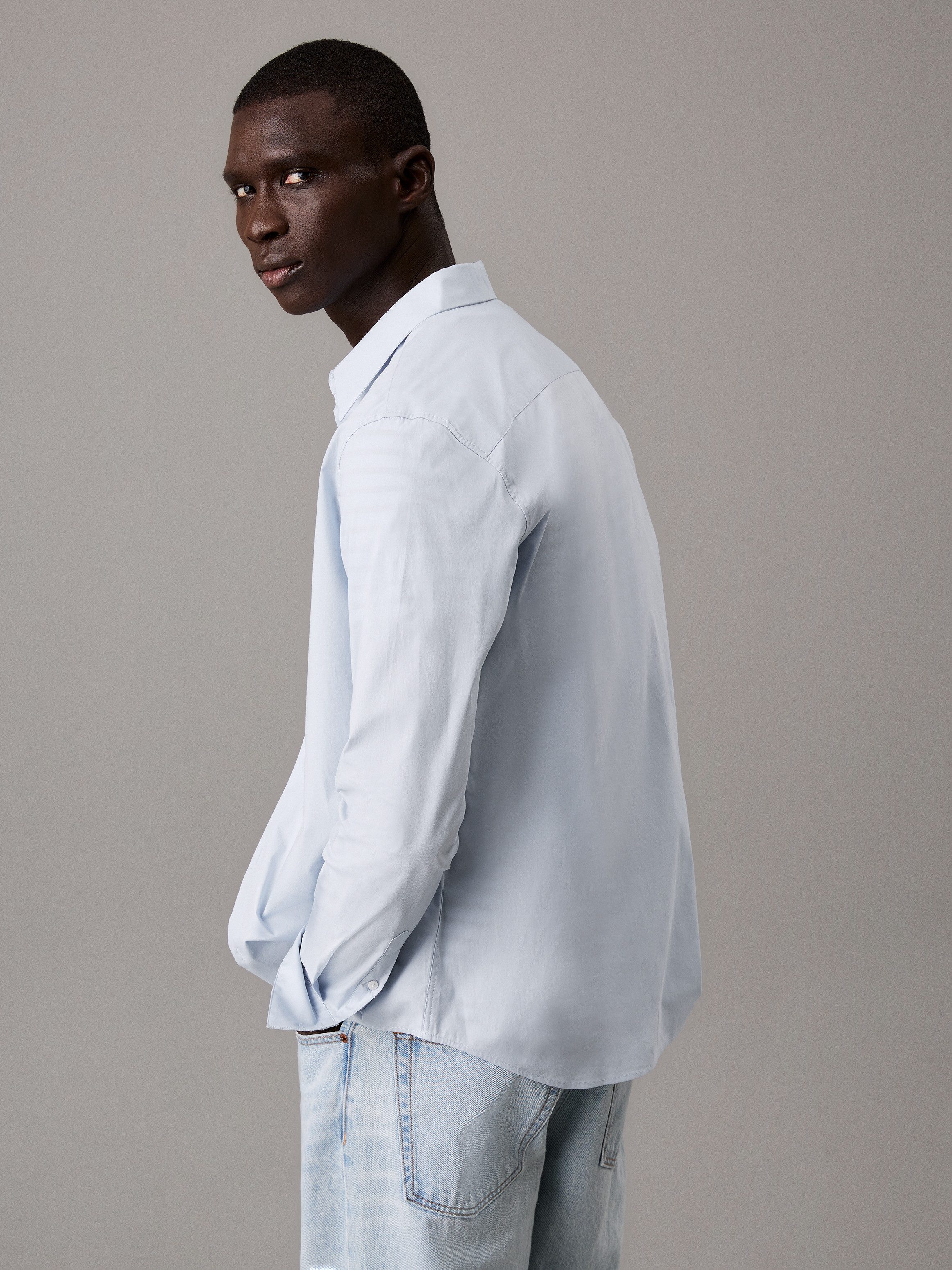 Calvin Klein Langarmhemd slim fit, in Unifarbe günstig online kaufen