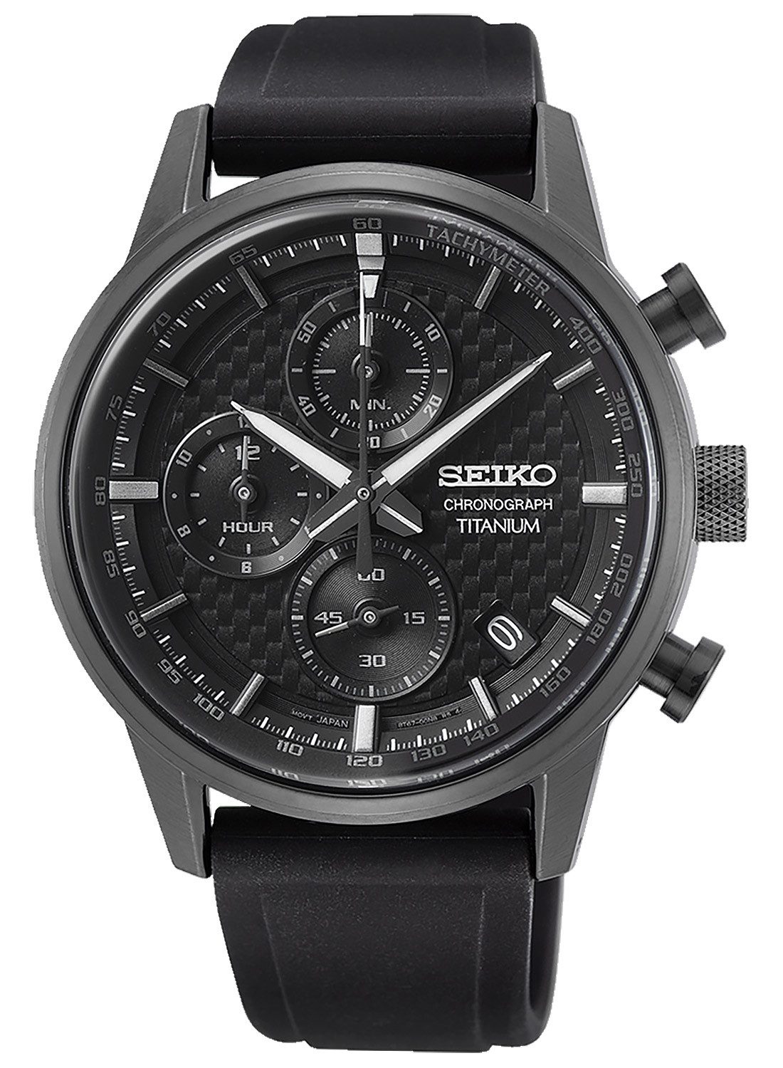 Seiko Quarzuhr Chronograph Titan Schwarz