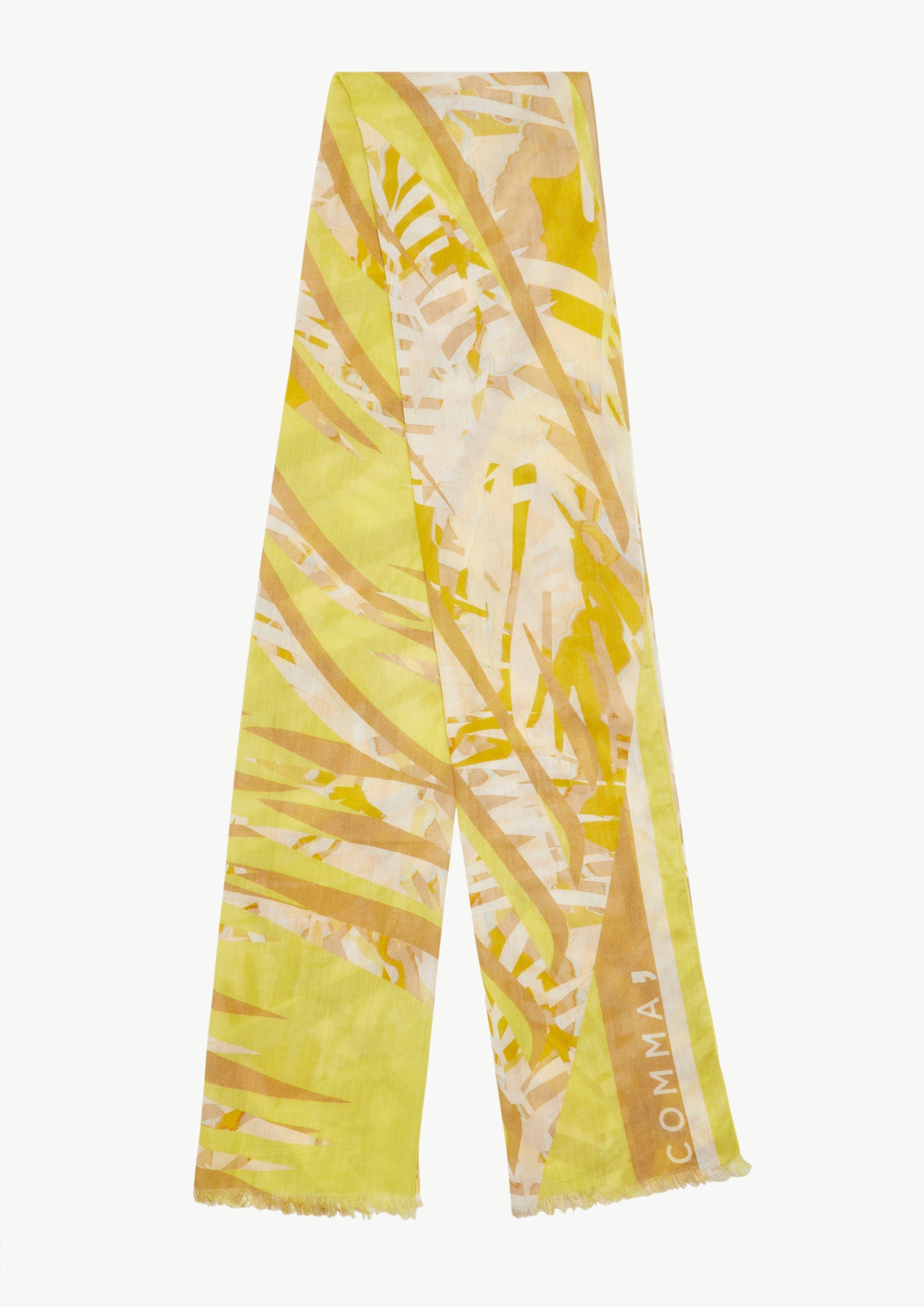 Comma Halstuch Schal mit floralem Muster aus Modalmix, Fransen