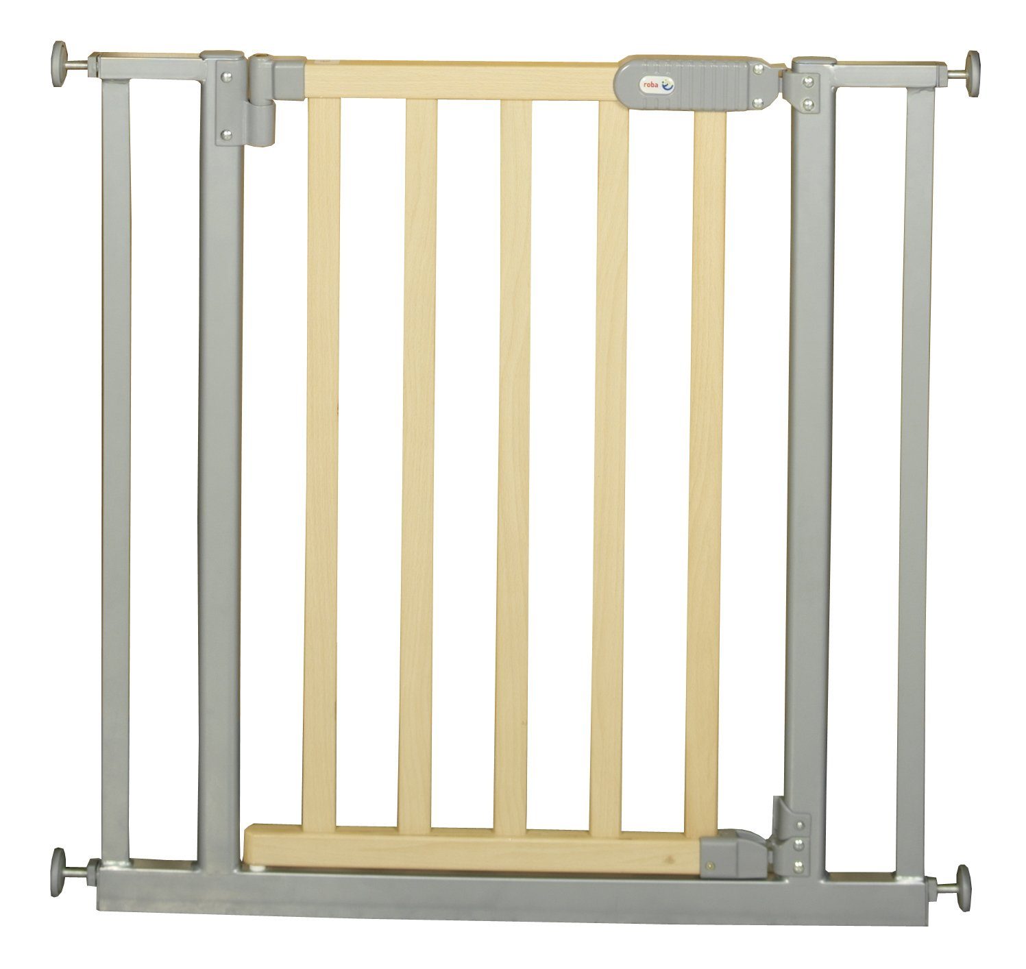 roba® Türschutzgitter Holz/Metall, Breite 77 - 86 cm, Tür- & Treppengitter für Kinder & Haustiere Natur