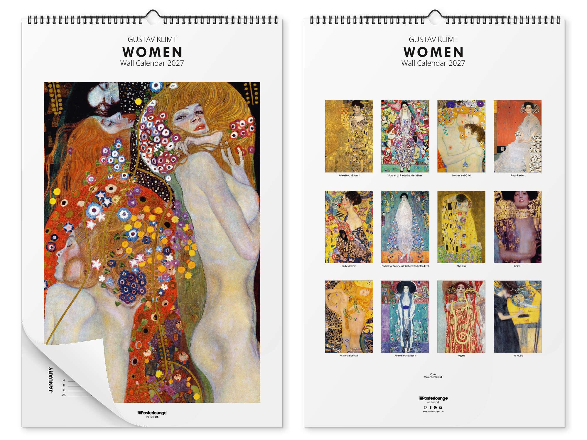 Posterlounge Kunstkalender Gustav Klimt Kalender - Women 2027, erhältlich als Wandkalender 2026 in verschiedenen Größen