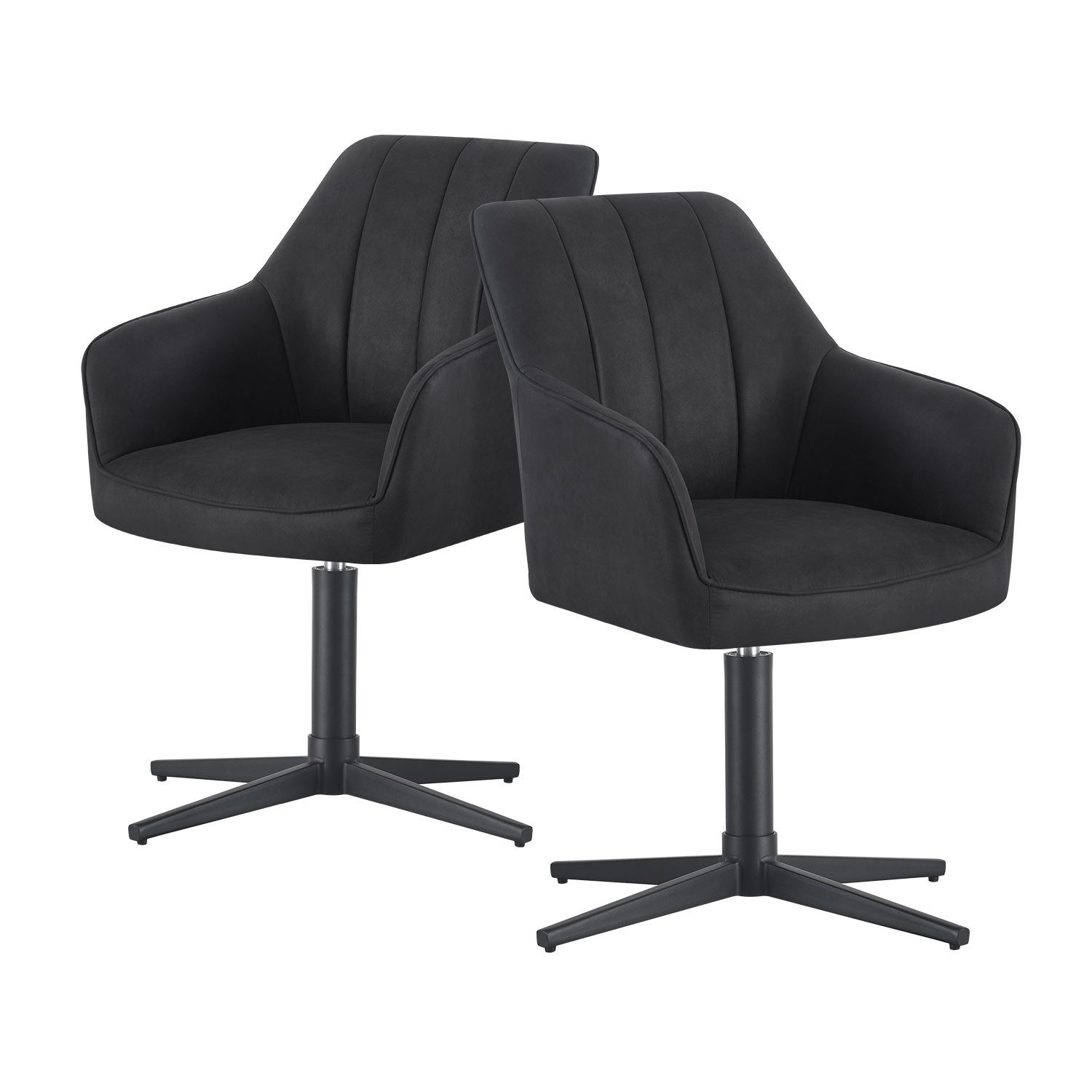 DUBI Möbel Drehstuhl THOMAS-NIKA 2er-Set, X-Gestell 360° drehbar mit Rückholfunktion 2er-Set