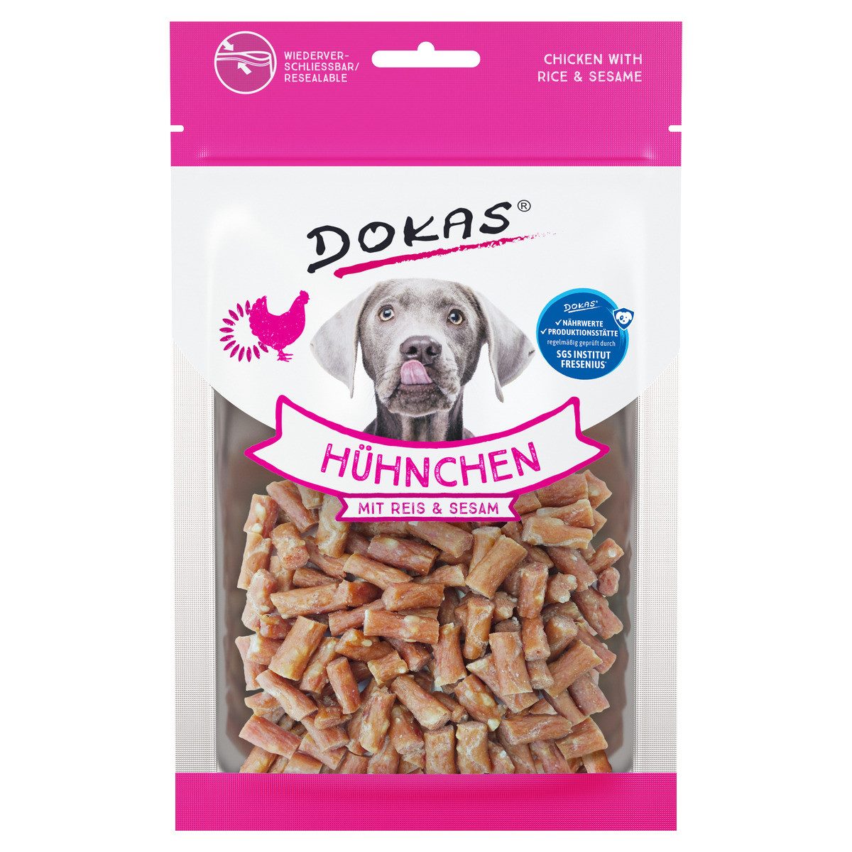 Dokas Hühnchen mit Reis 70 g, Snack für: Hund