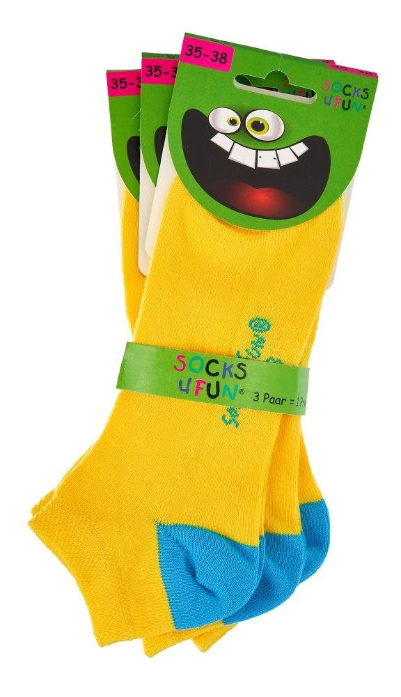 Sneakersocken 6 Paar Kinder Sneaker Socken, GUTE LAUNE FARBEN für Mädchen & Jungen